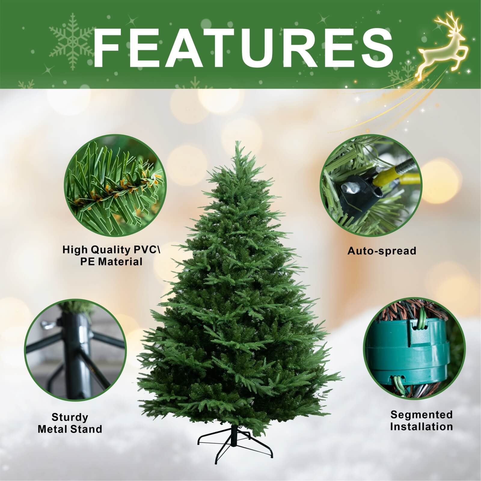 7FT Artificial Christmas Tree with Realistic PE PVC(PJT-2504-7FT) - Abrihome