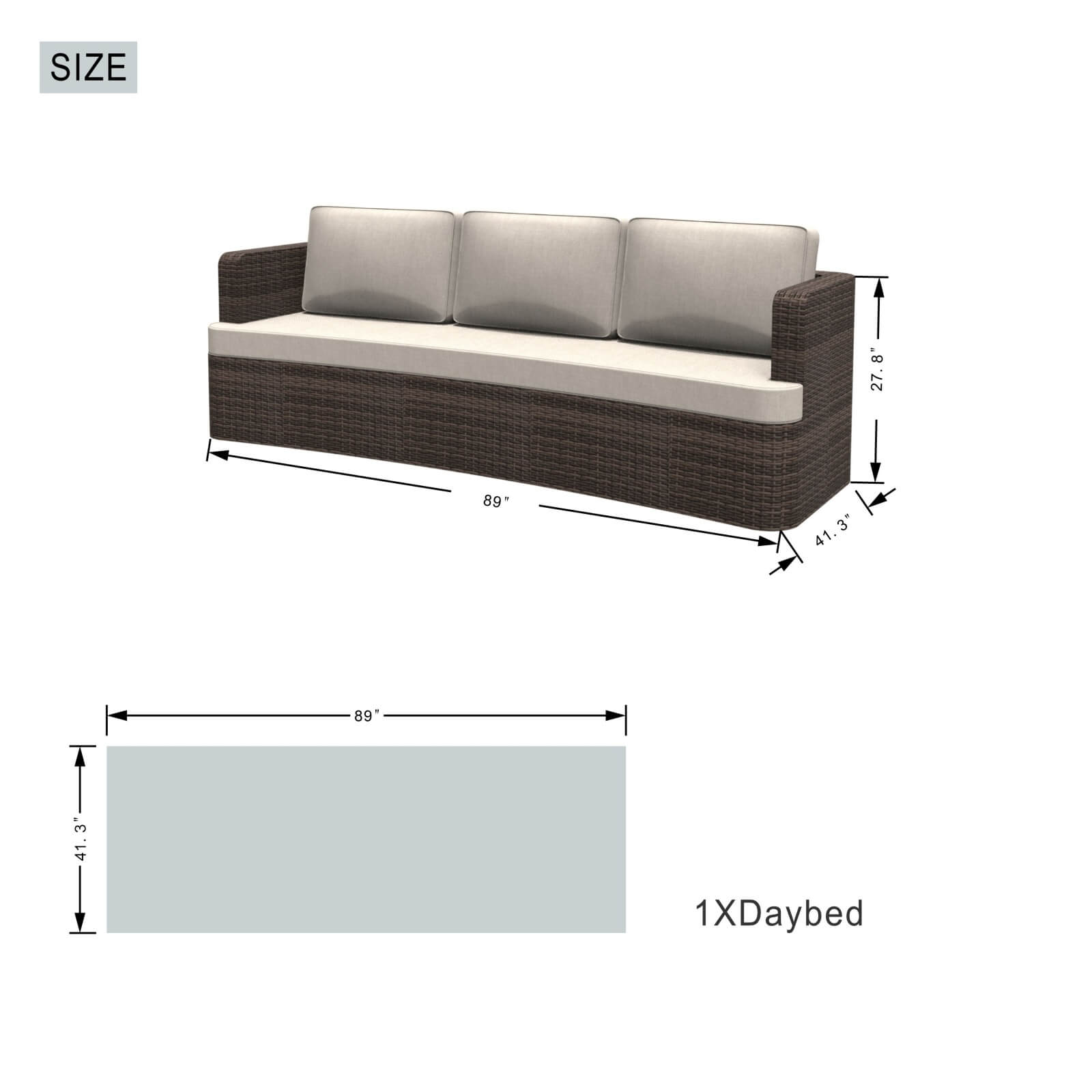Luxury Outdoor Daybed with Cushions (PAL-1202) - Abrihome