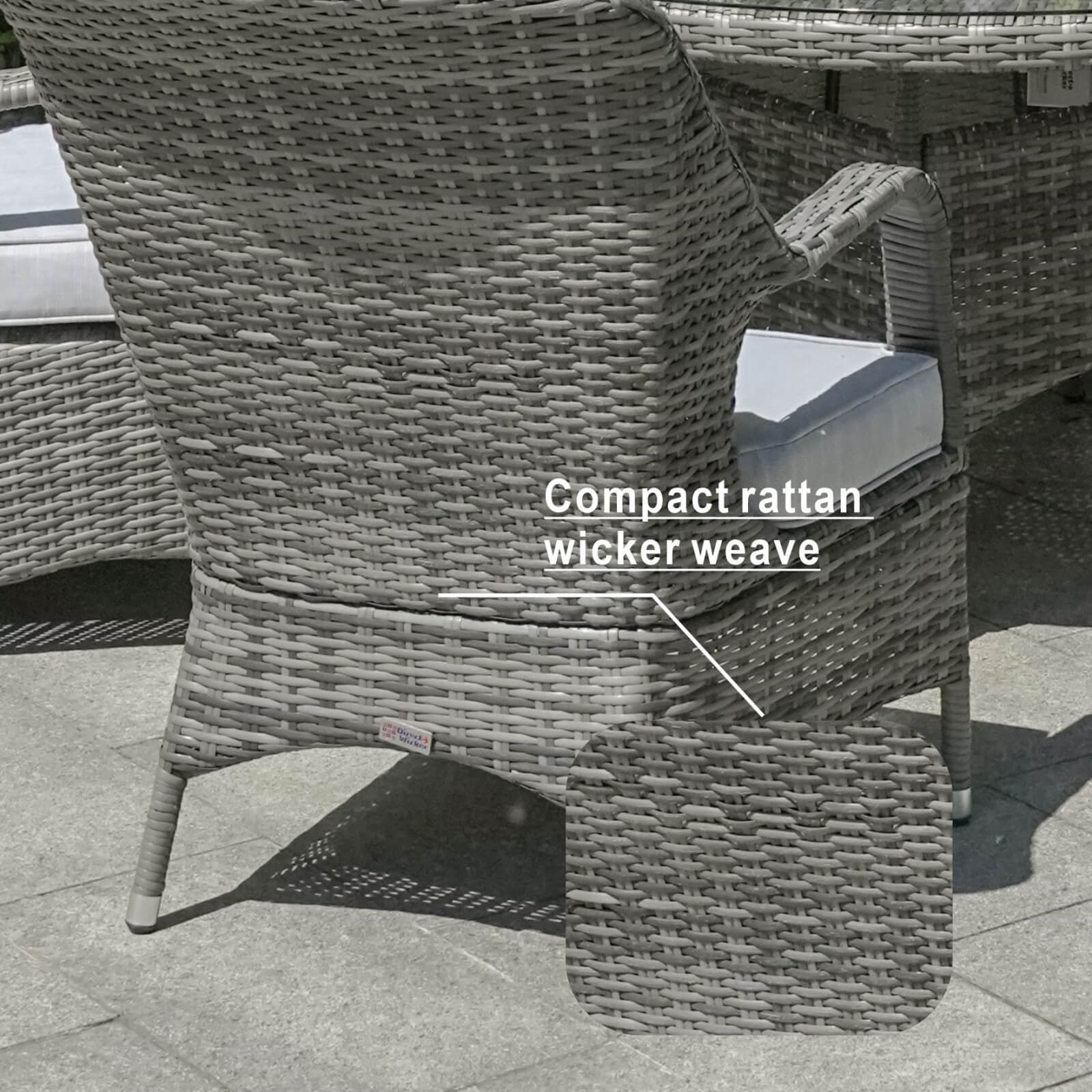 6-Seat Outdoor Dining Set featuring a Round Dining Table with Glass Turntable(PAD-1711-SET) - Abrihome