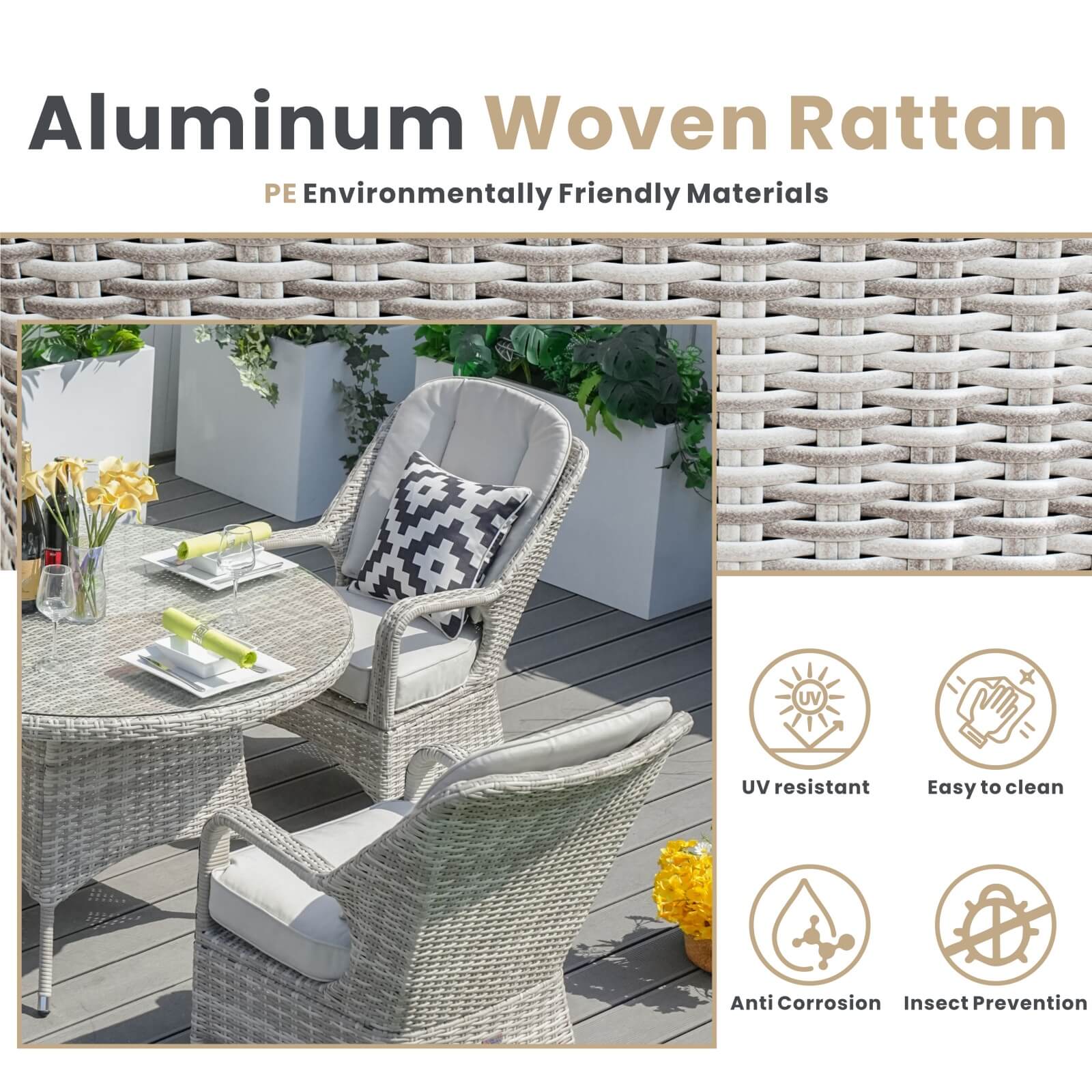 4-Seat Patio Dining Set with Round Table (PAD-1709-SET) - Abrihome