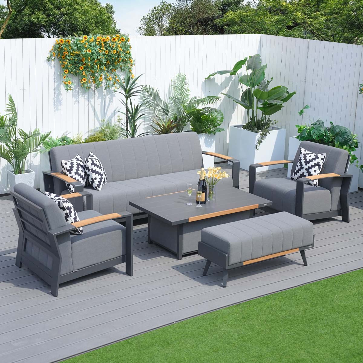 The latest furniture on the market - Abrihome 5-Pieces Patio Garden Aluminum Seating Set with Armchairs