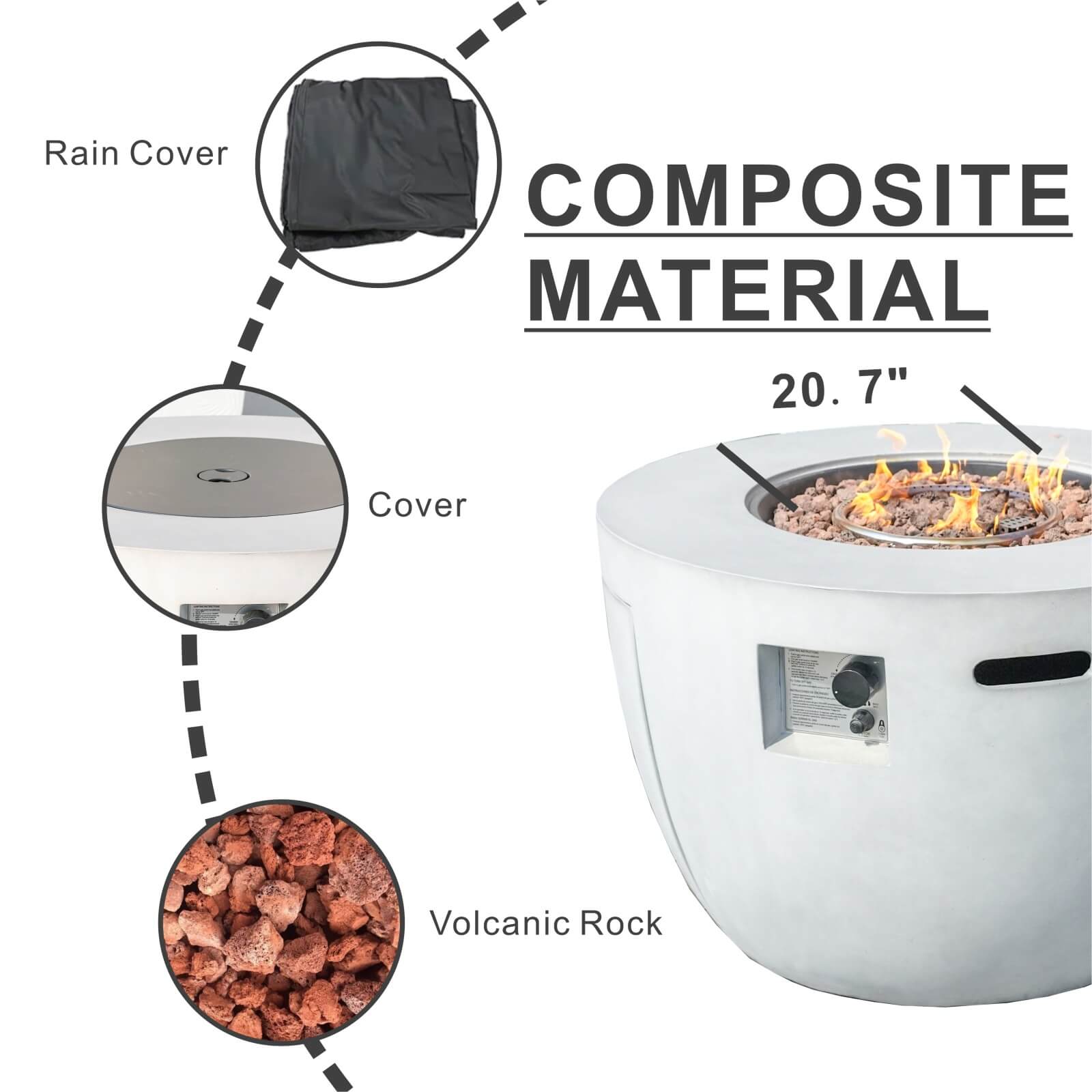 7-Piece Outdoor Conversation Set with Round Fire Pit Table(PAS-1403B+2160) - Abrihome