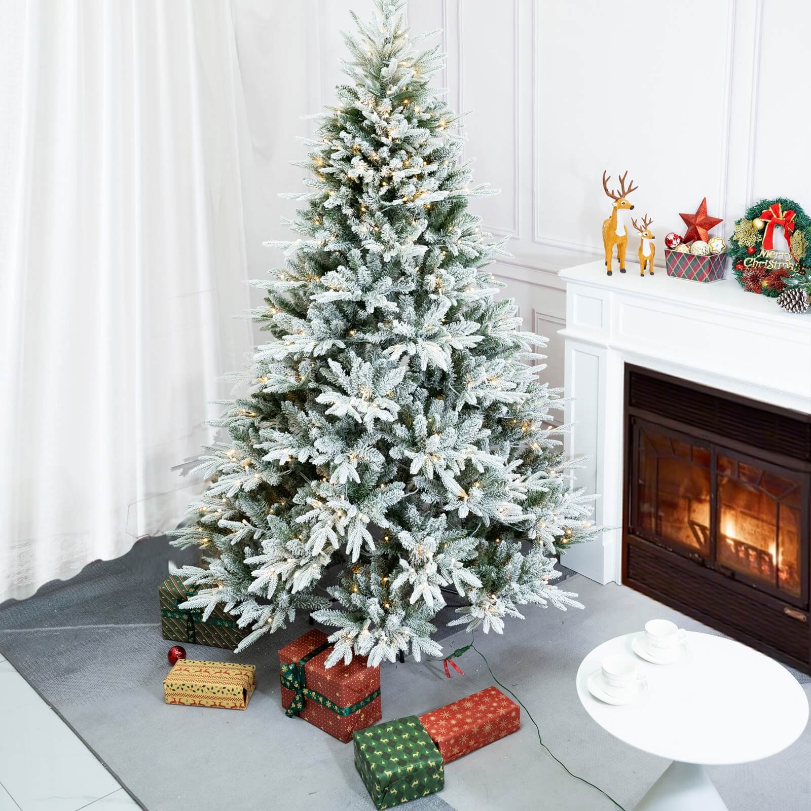 6FT Realistic Snow-Flocked Christmas Tree(PJT-2506-6FT) - Abrihome