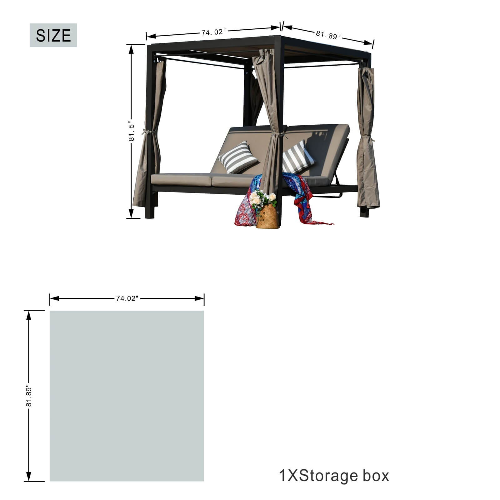 Outdoor Daybed with Canopy (PAL-1129B) - Abrihome