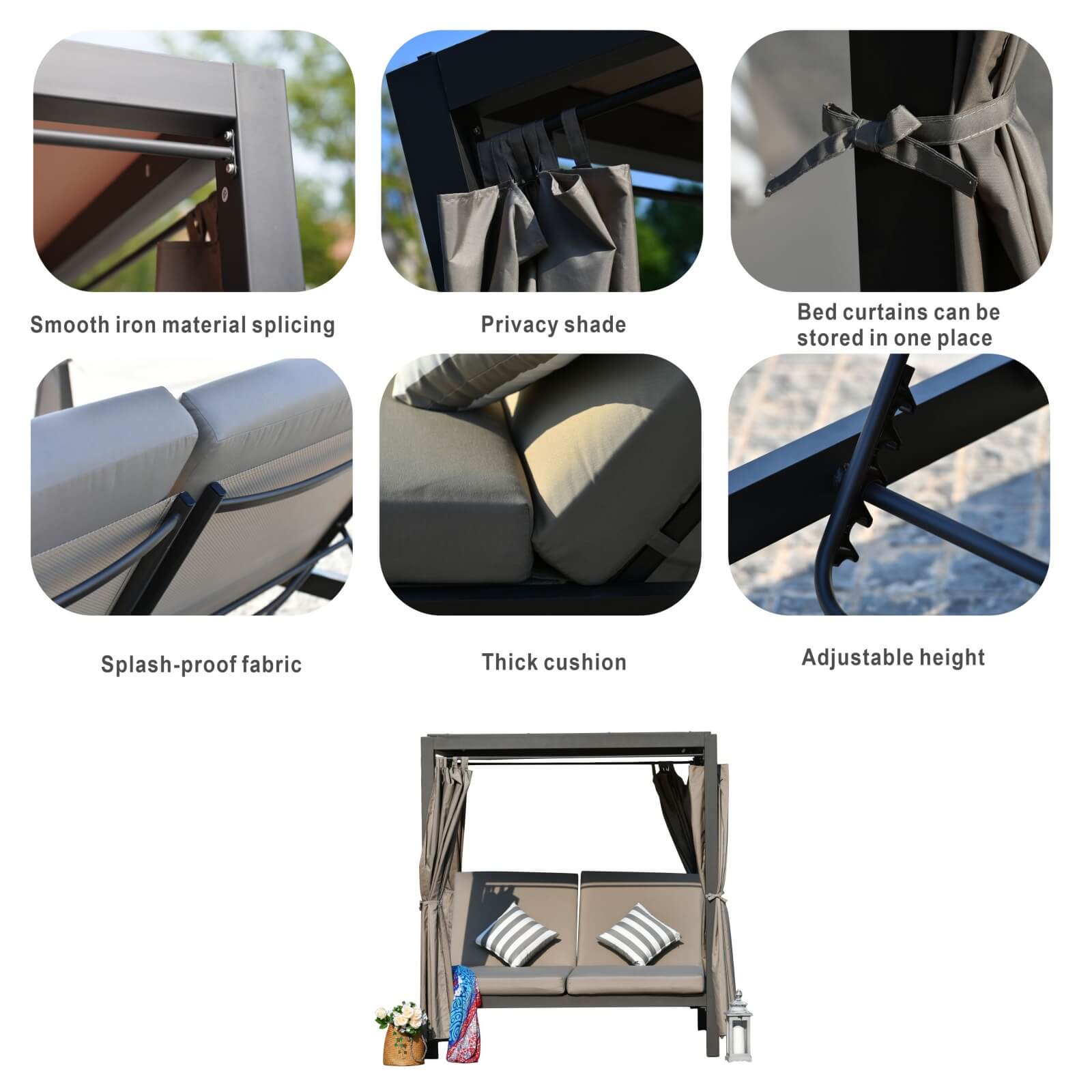 Outdoor Daybed with Canopy (PAL-1129B) - Abrihome