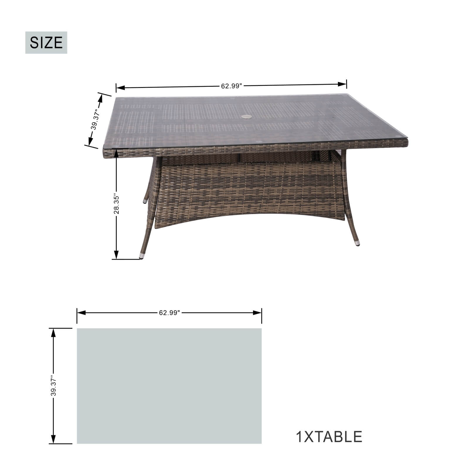 6-Seat Outdoor Dining Set with Rectangular Dining Table(PAD-1712-SET) - Abrihome