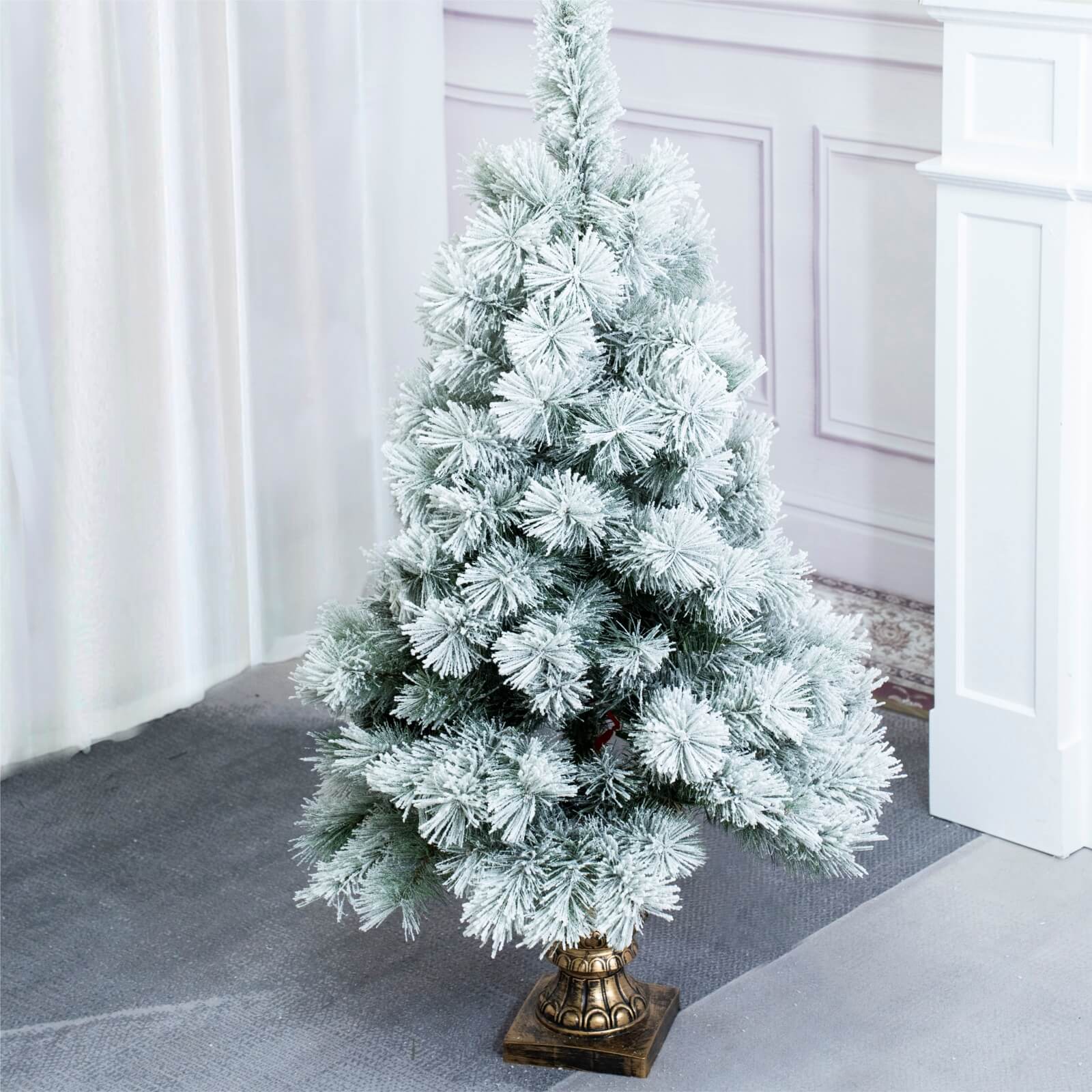 4FT Snow-Flocked Mini Christmas Tree(PJT-2508) - Abrihome