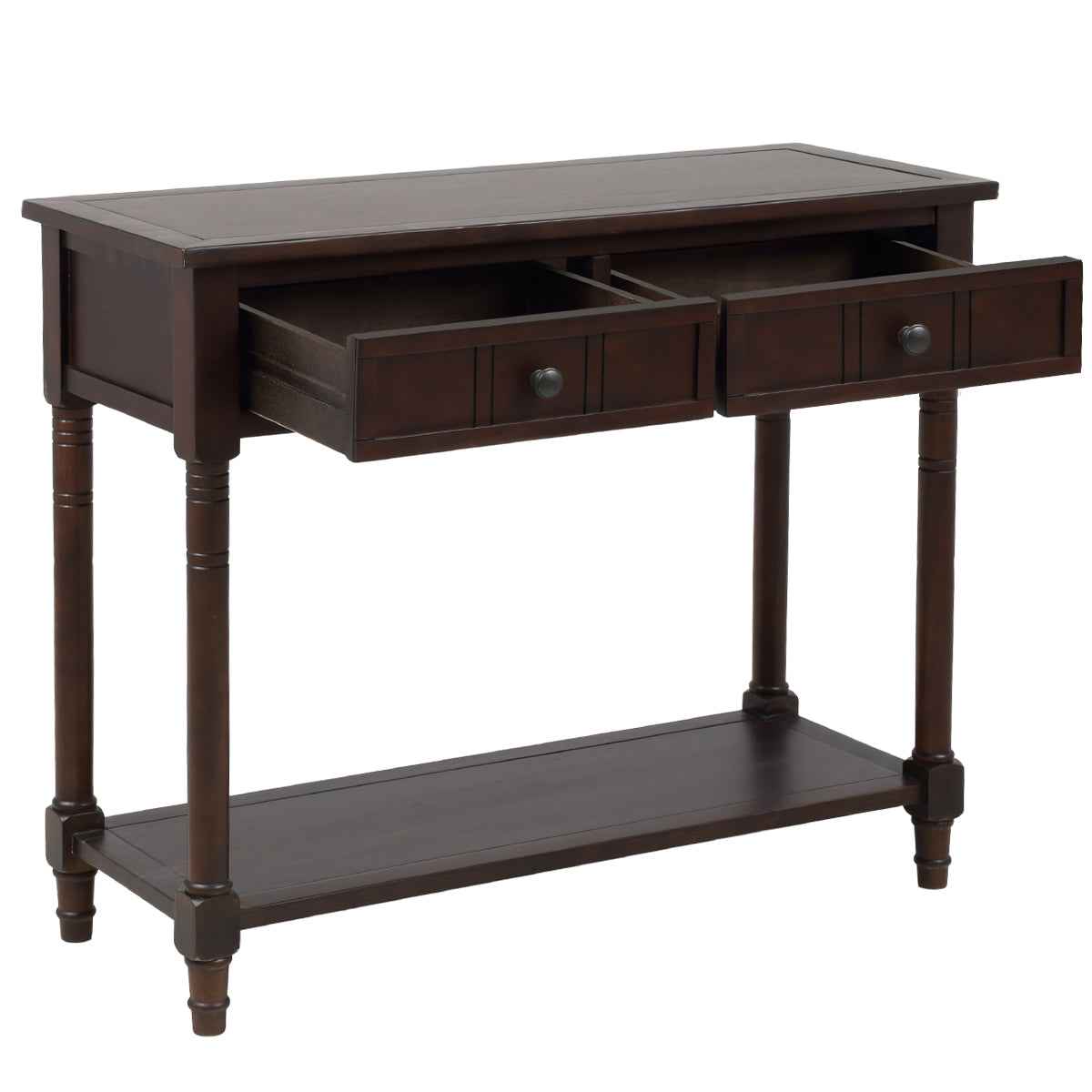 TREXM Daisy Series Console Table Traditional Design with Two Drawers and Bottom Shelf (Espresso)