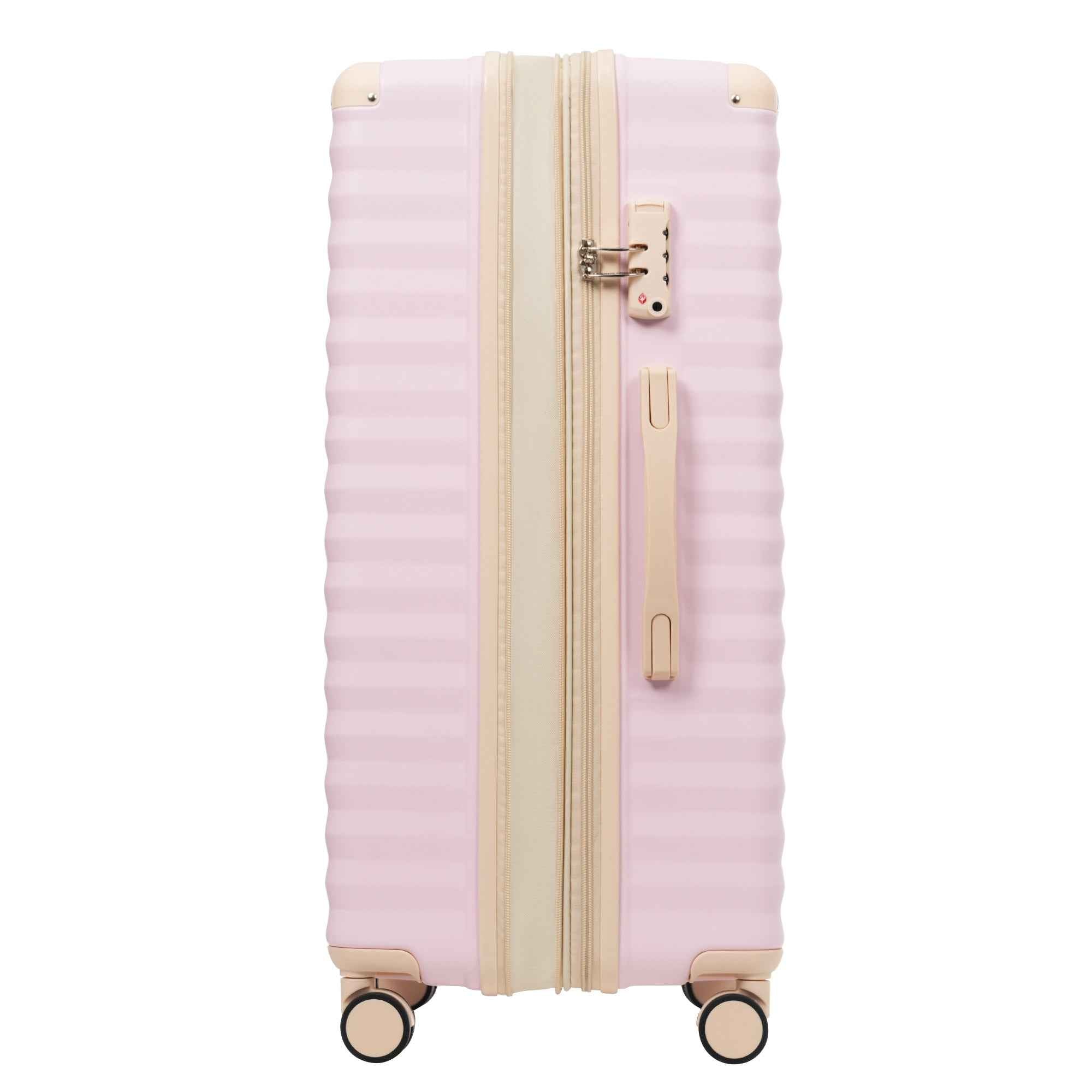 Luggage Sets 5 Piece with Front Opening , Hardside Expandable Carry on Suitcase with Spinner Wheels TSA Lock USB Port  Cup Holder Duffel Bag and Toiletry Bag