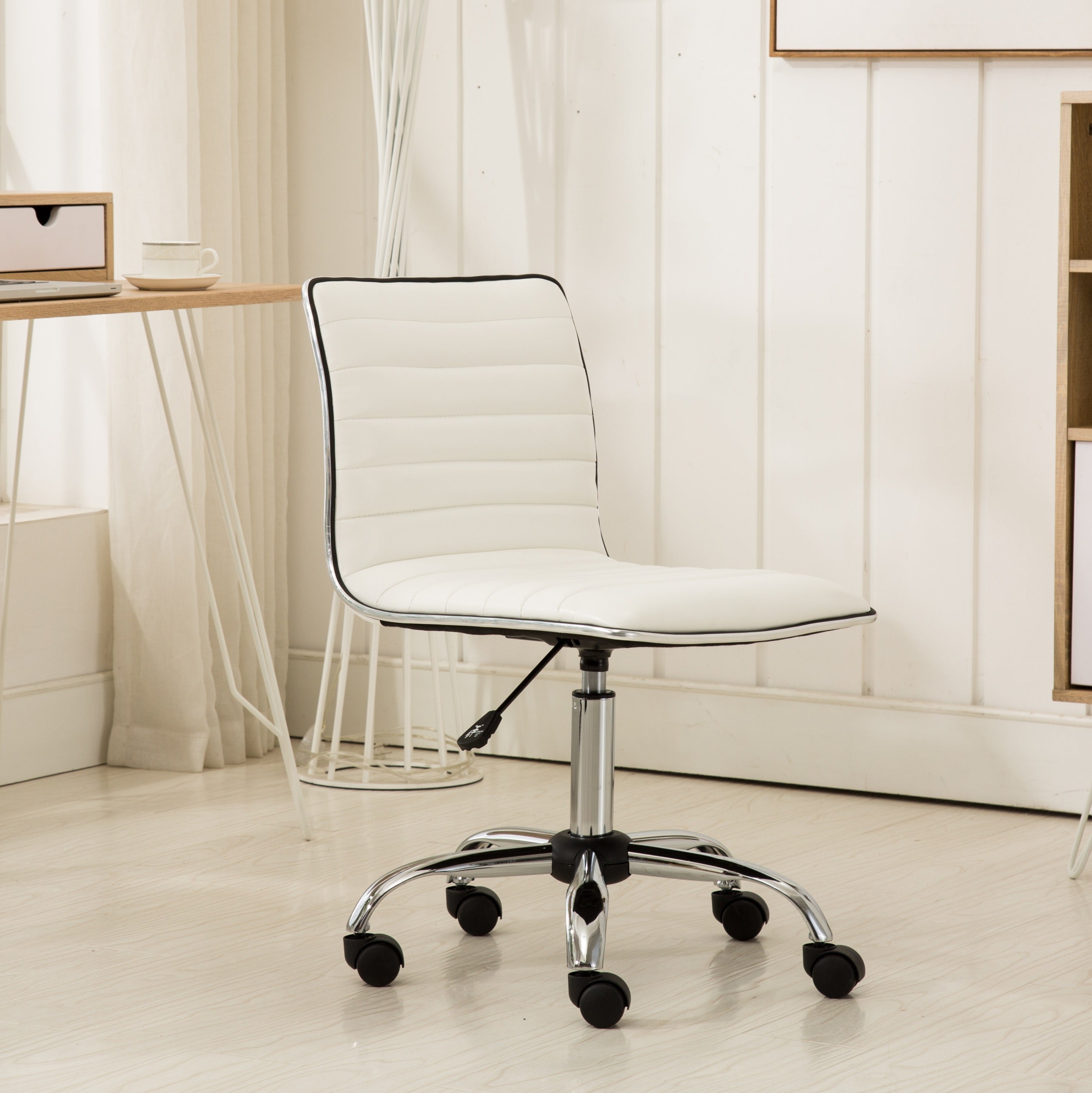 Fremo Chromel Adjustable Air Lift Office Chair, White - Abrihome