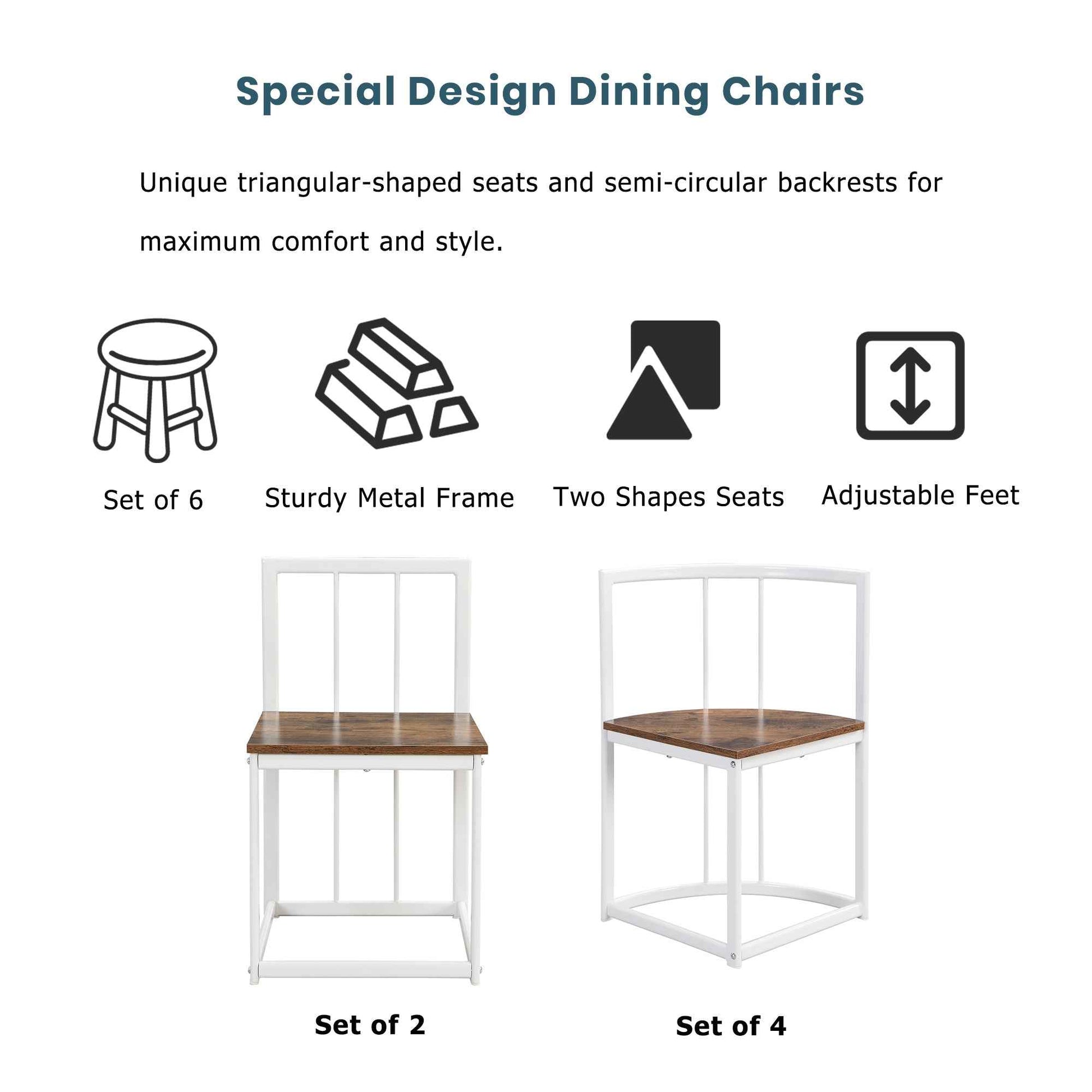 TOPMAX Modern 7-Piece Dining Table Set with Faux Marble Compact 55Inch Kitchen Table Set for 6, White+Cherry(OLD SKU:SP000017)