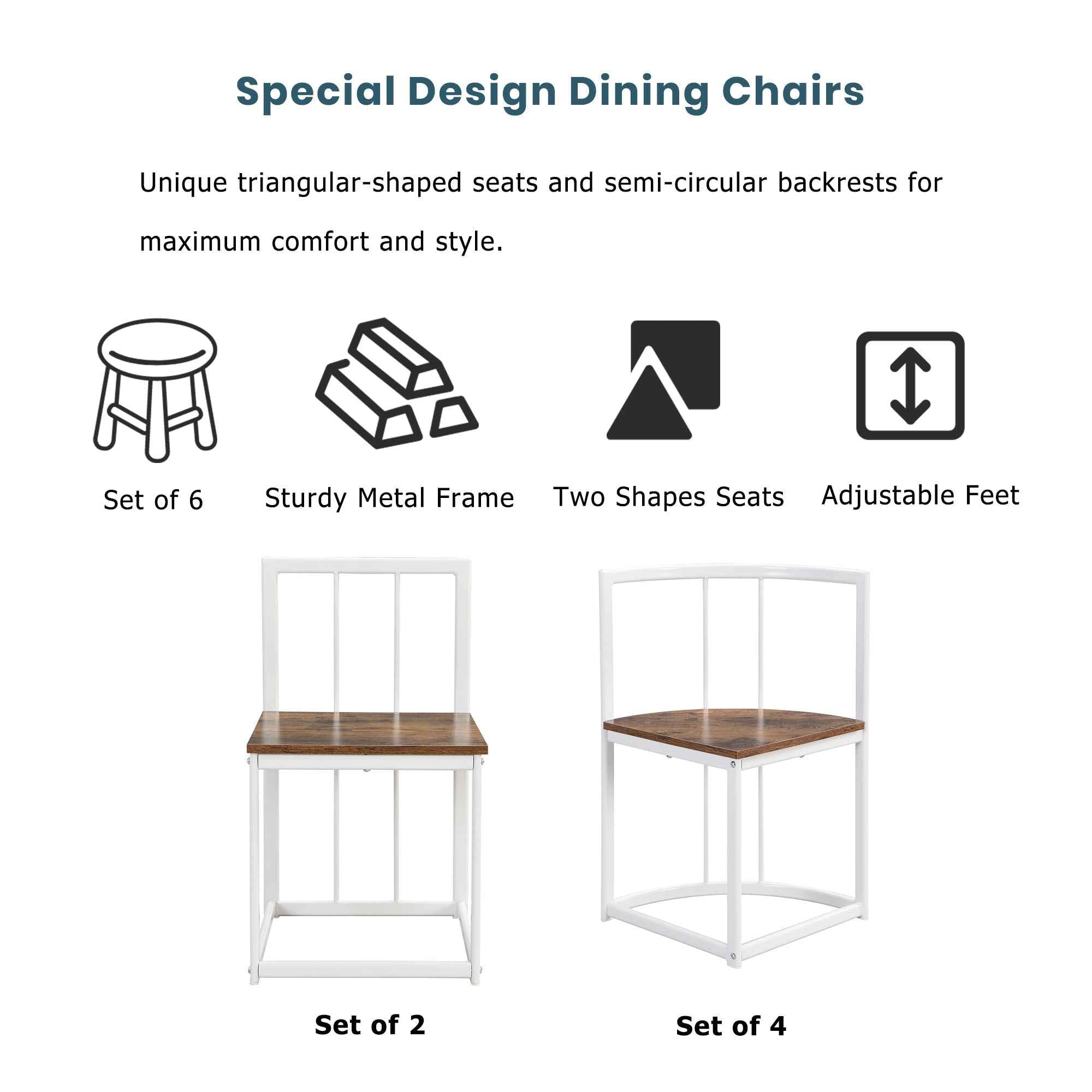 TOPMAX Modern 7-Piece Dining Table Set with Faux Marble Compact 55Inch Kitchen Table Set for 6, White+Cherry(OLD SKU:SP000017)