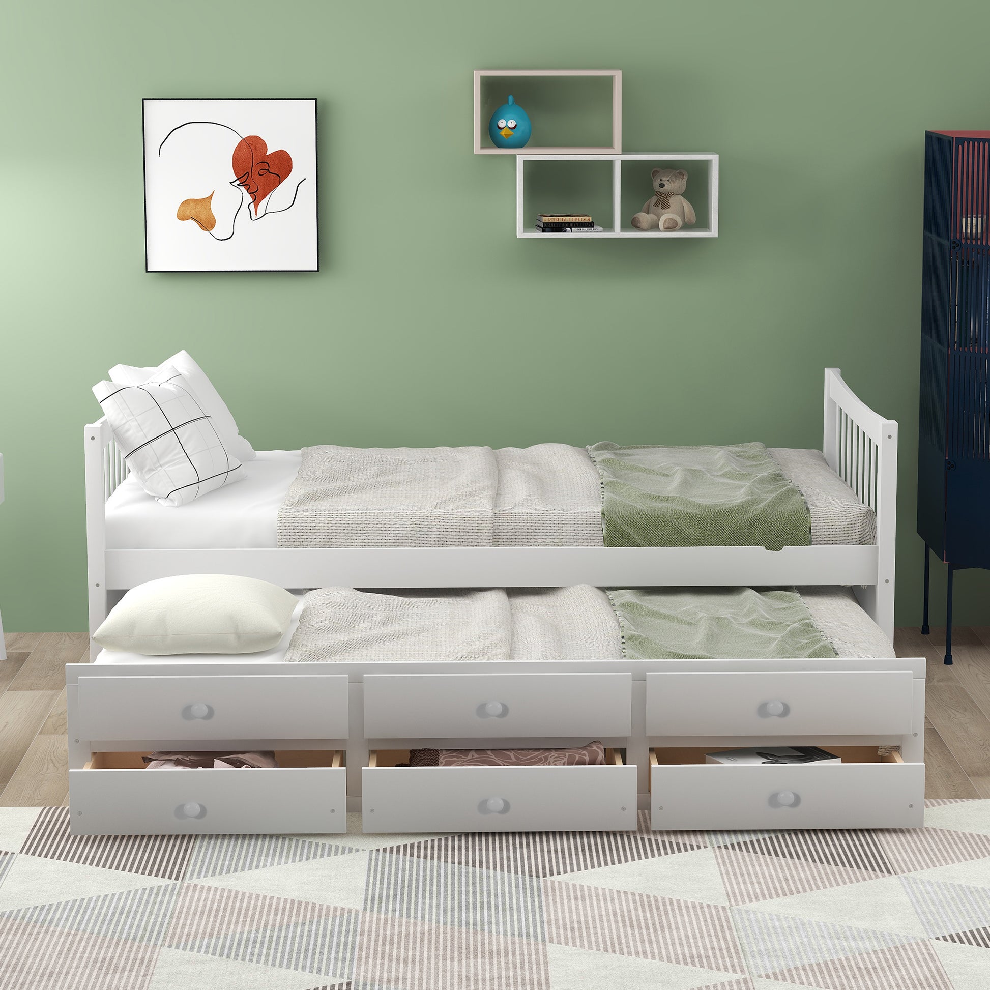 Daybed with Trundle and Drawers, Twin Size, White(OLD SKU: LP0000141KAA) - Abrihome