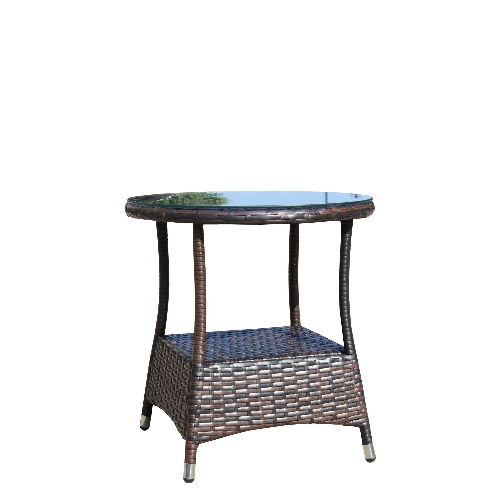 Outdoor patio Furniture 1 Round Coffee Table with clear tempered glass