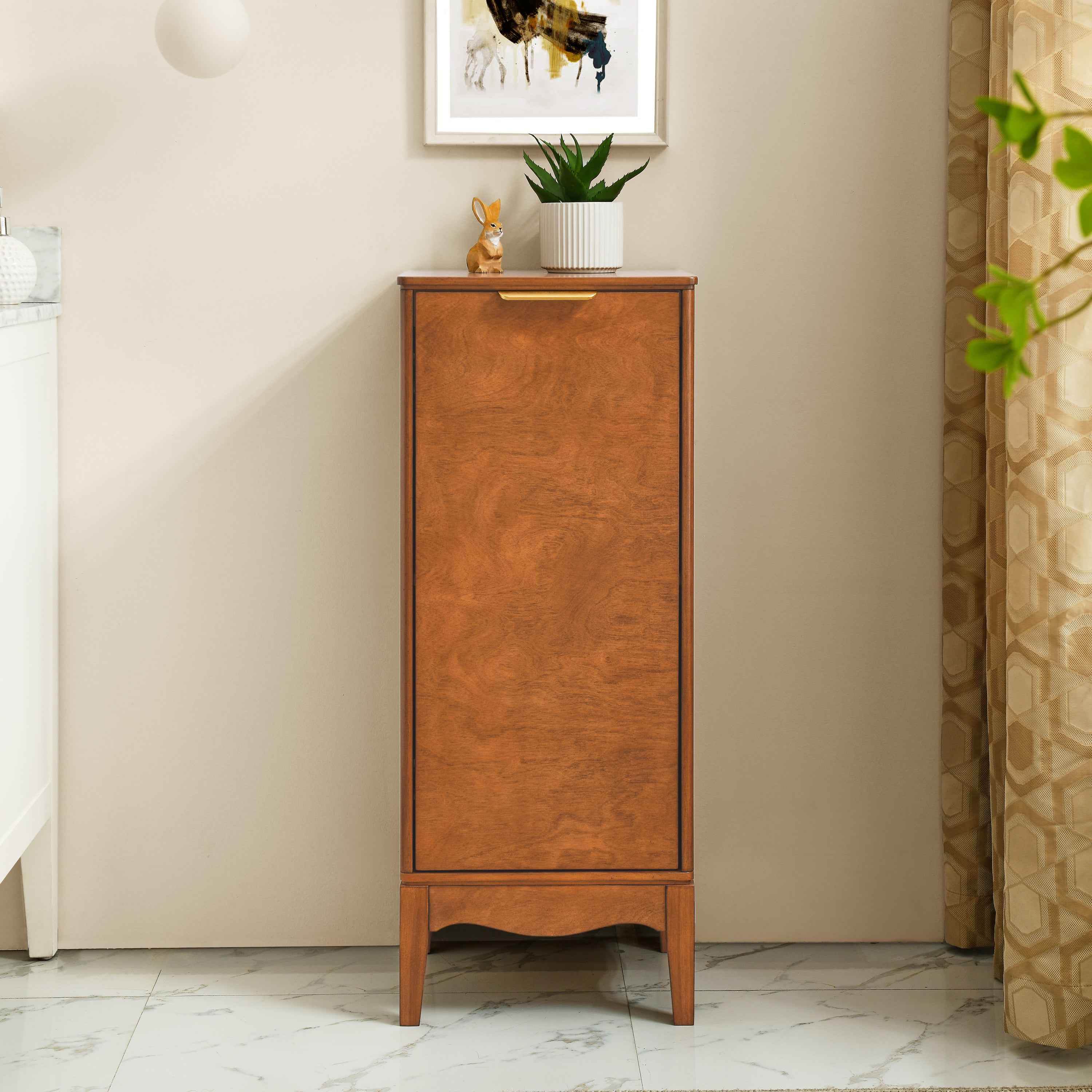 Modern Bathroom Floor Cabinet &Linen cabinet with Adjustable Shelves,Antique Brass(14.5'×12.6'×35.7')