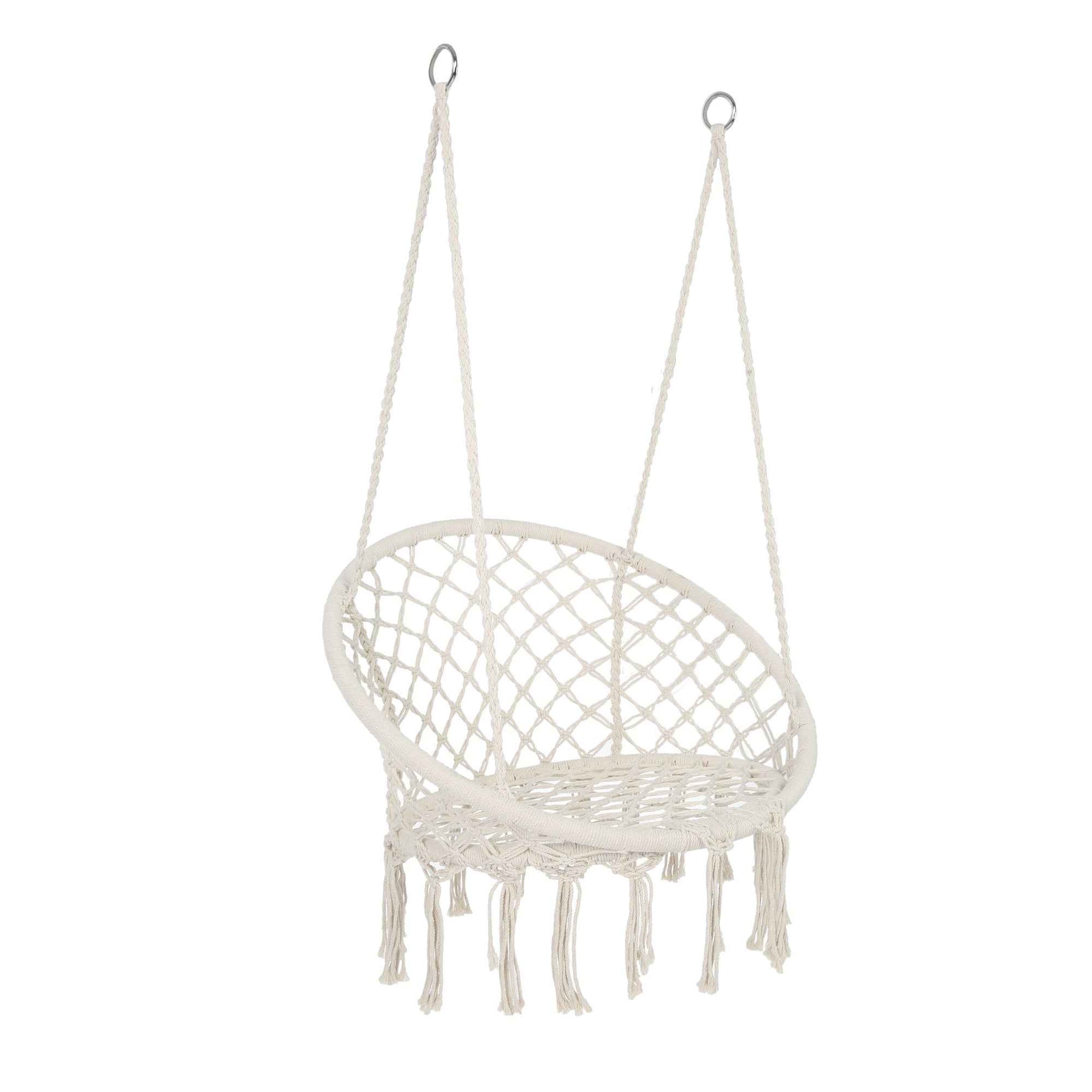 Macrame Hanging Hammock Chair, Cotton Rope Swing for Indoor and Outdoor Use, 330 lbs Capacity