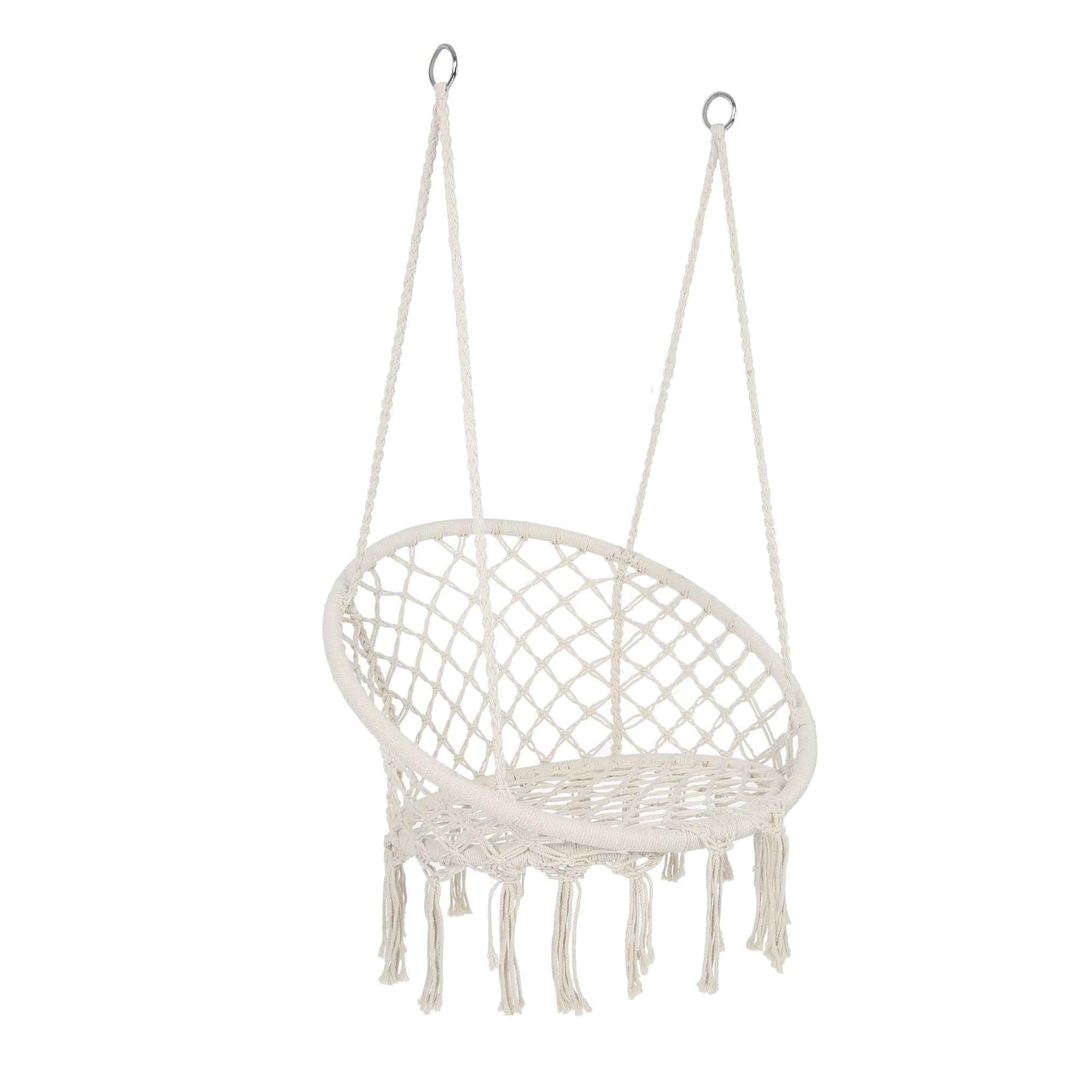 Macrame Hanging Hammock Chair, Cotton Rope Swing for Indoor and Outdoor Use, 330 lbs Capacity