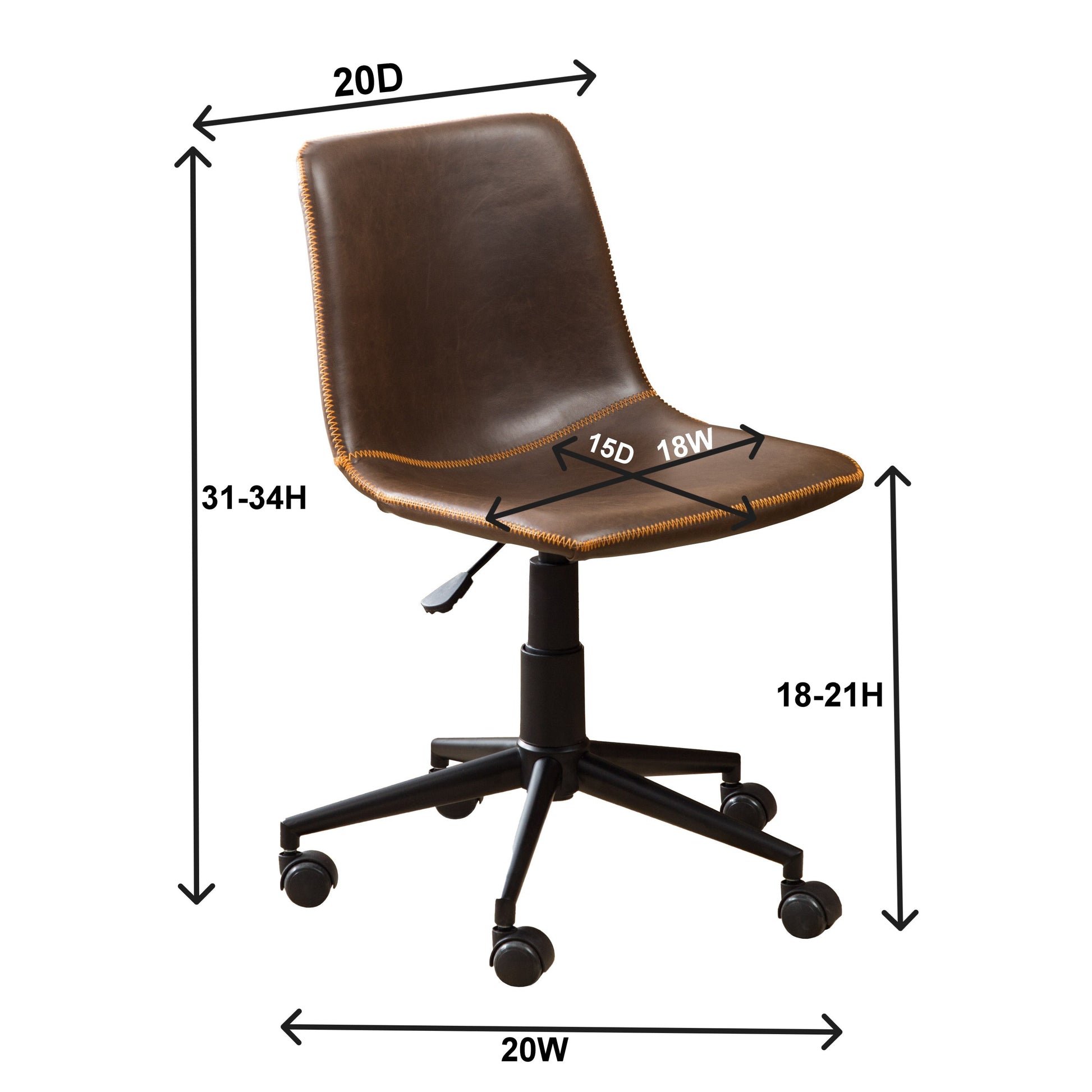 Cesena Faux Leather 360 Swivel Air Lift Office Chair, Antique Gray - Abrihome