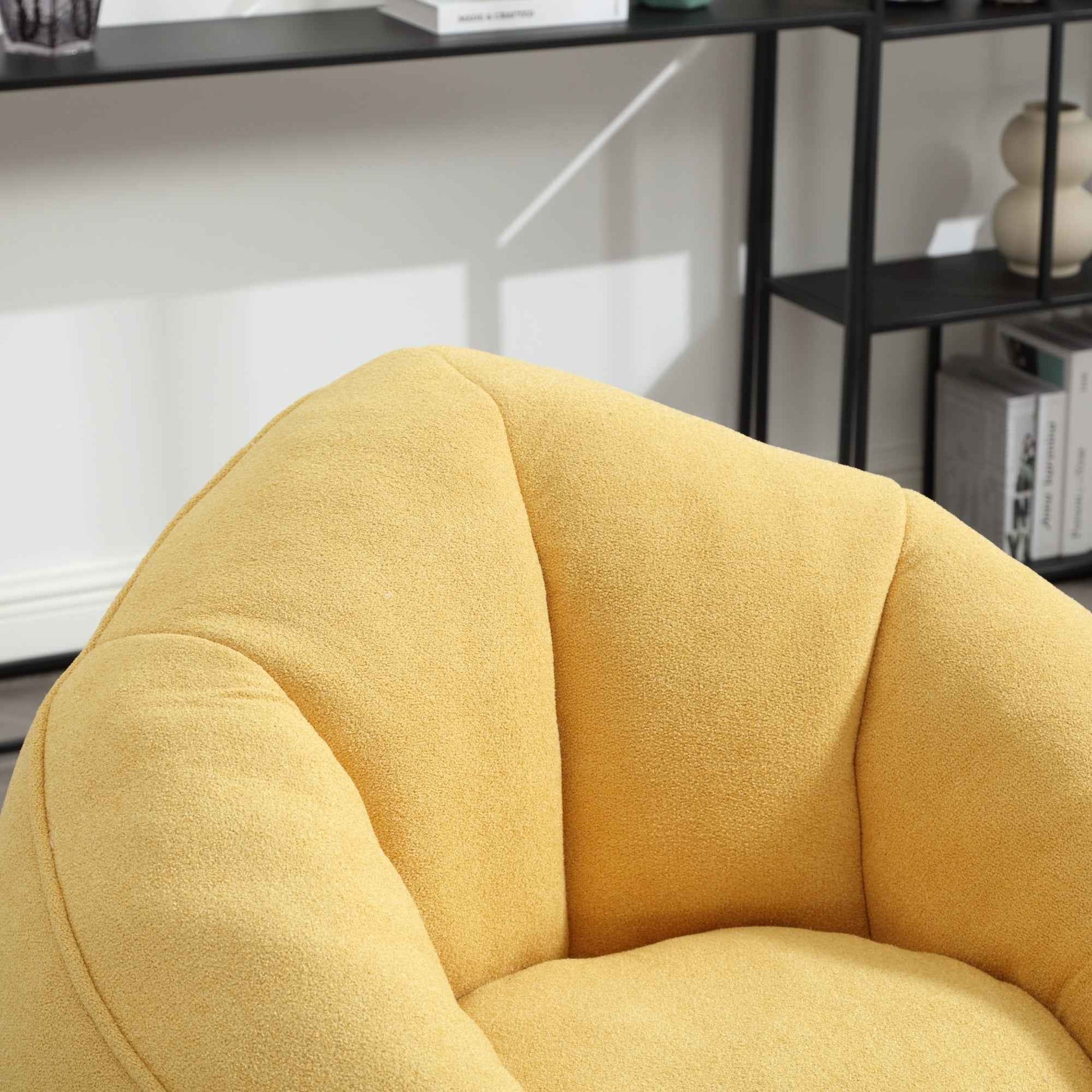 Bedding Bean Bag Sofa Chair with High-Pressure Foam and Footrest, Yellow Microfiber