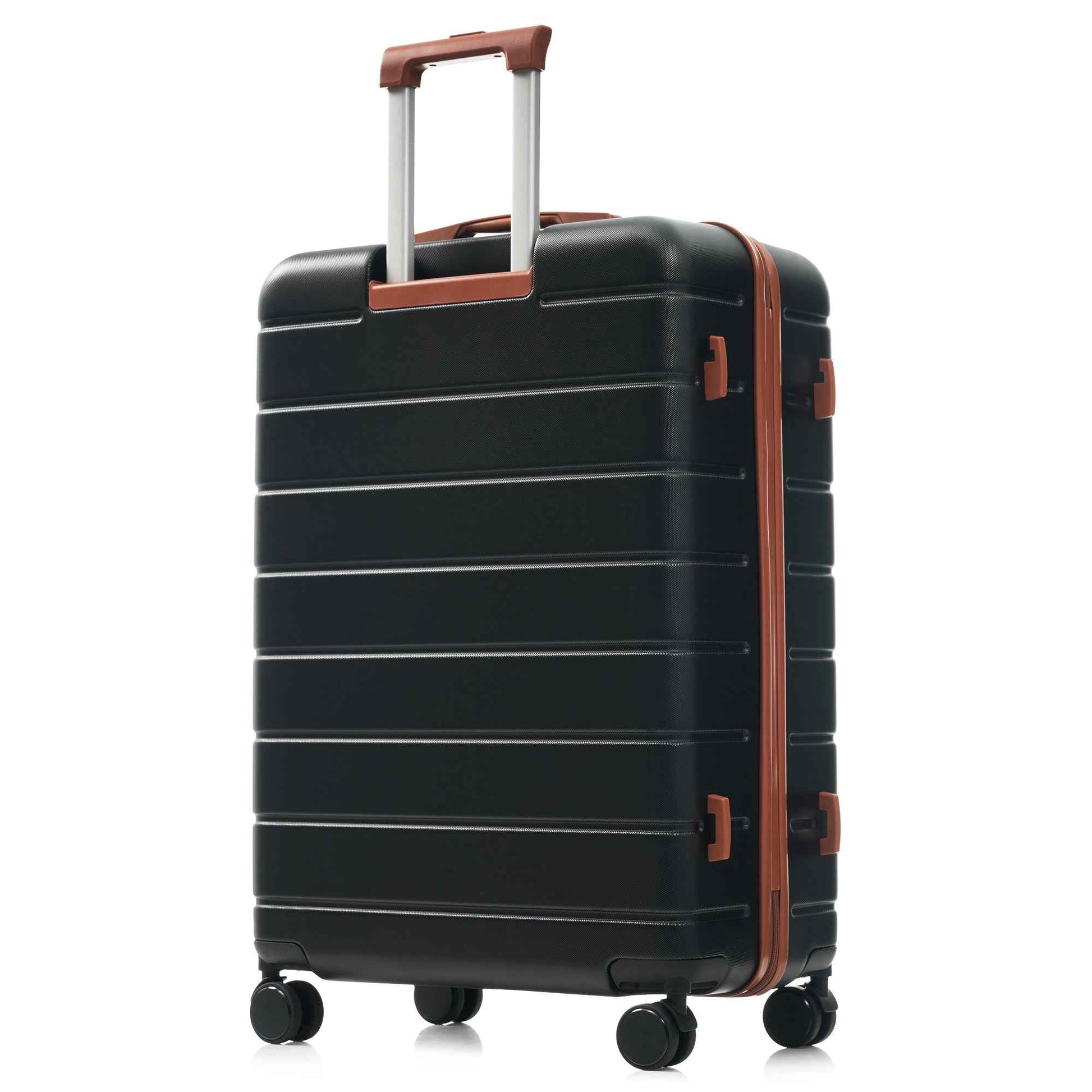 Premium ABS Travel Luggage Set , 3-Piece TSA Lock Suitcase Ensemble with 20, 24, and 28 Inch Sizes with 360° Spinner Wheels, black and brown