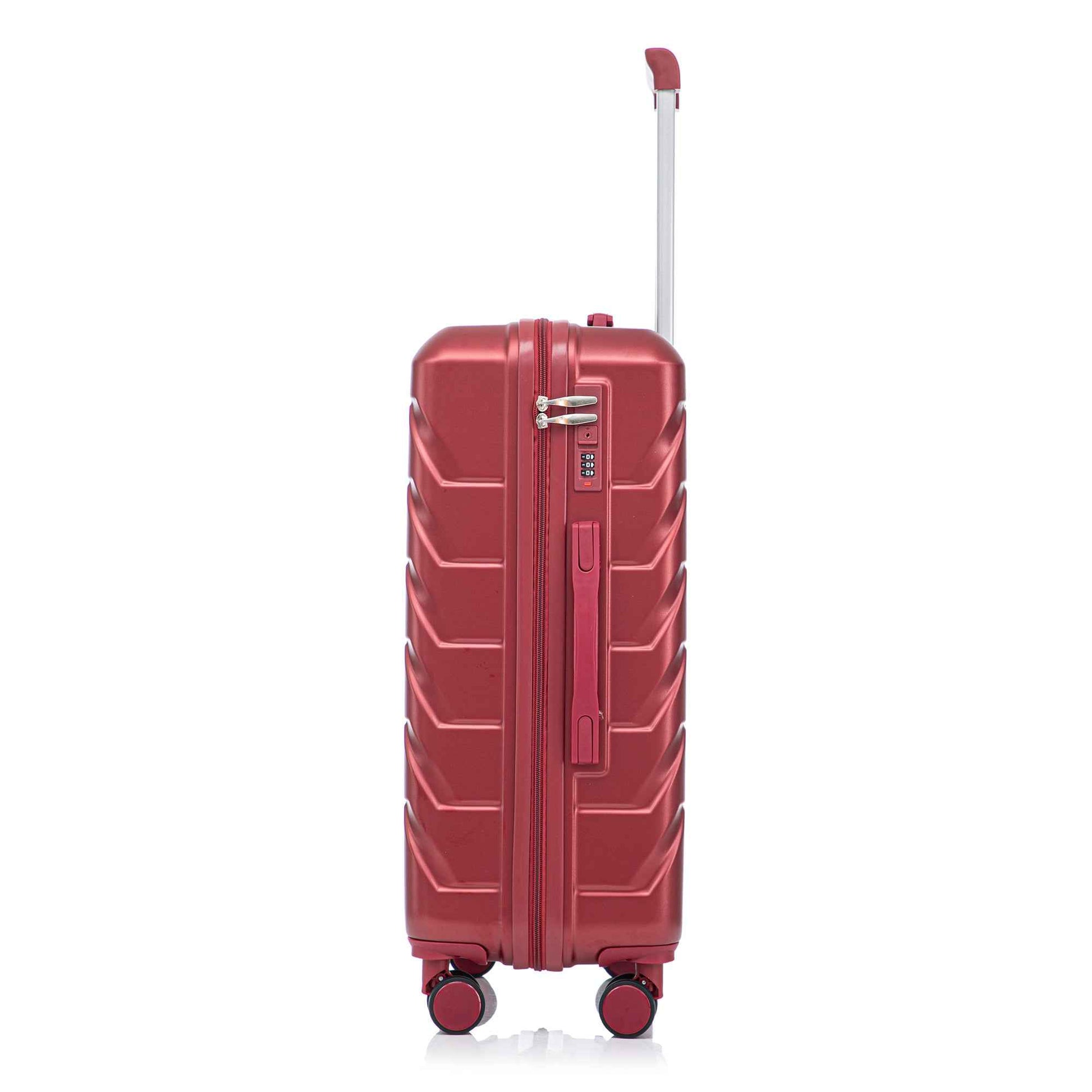 Set 3PCs 20'/24'/28' ABS Spinner Wheel Luggage, Matching Color, with Combination Lock - Wine Red