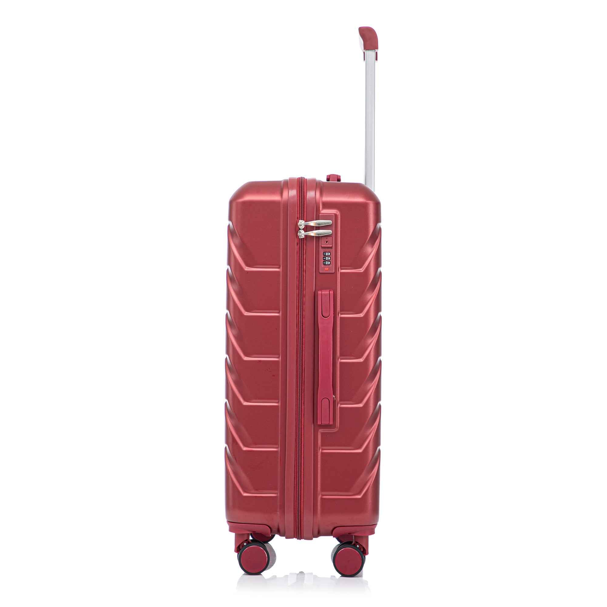 Set 3PCs 20'/24'/28' ABS Spinner Wheel Luggage, Matching Color, with Combination Lock - Wine Red