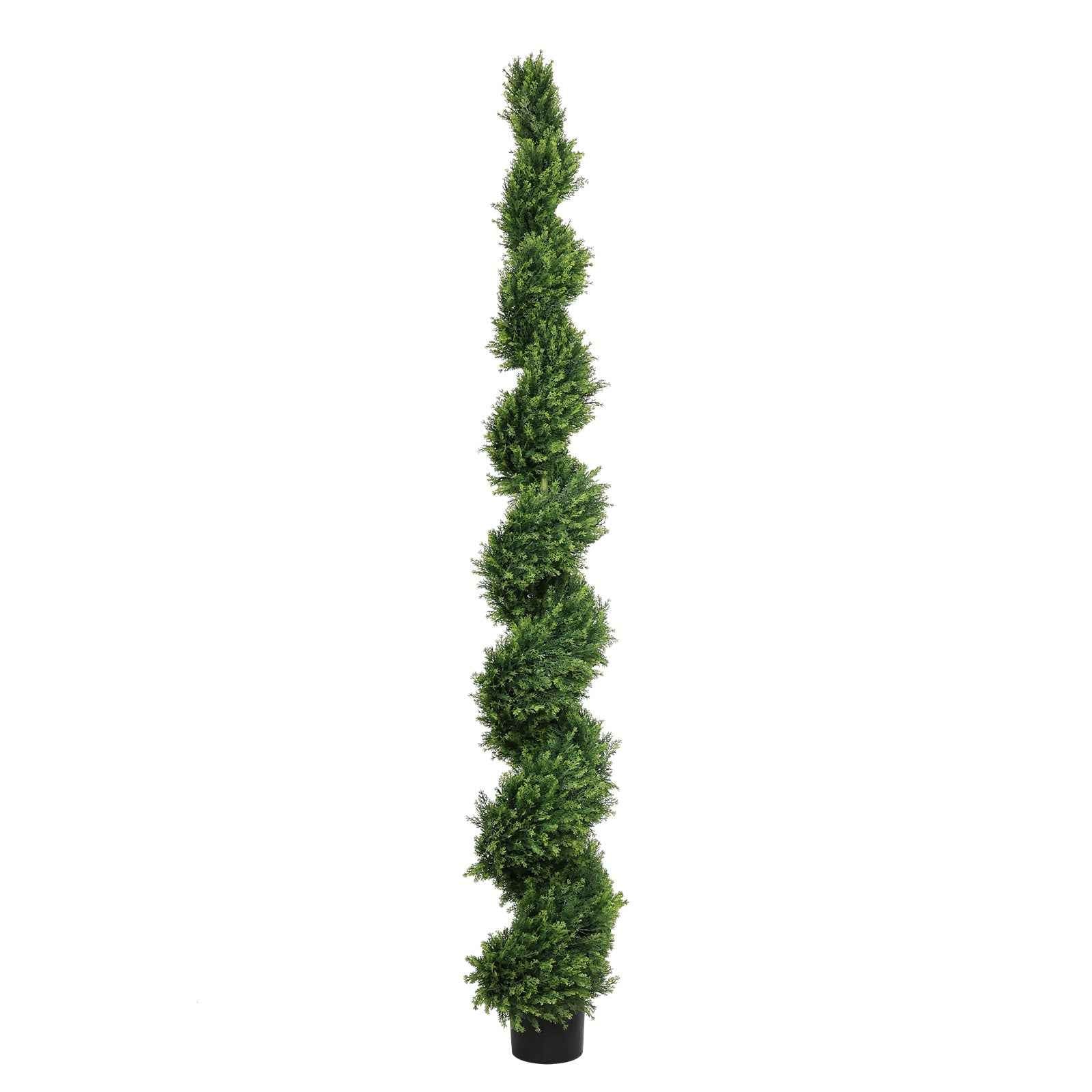 7FT Tall Artificial Two-Tone Cypress Pine Tree – Realistic Lifelike Faux Greenery with Natural Dual Color Leaves for Indoor Outdoor Home Office Decoration, Potted Fake Tree, 1pc/set