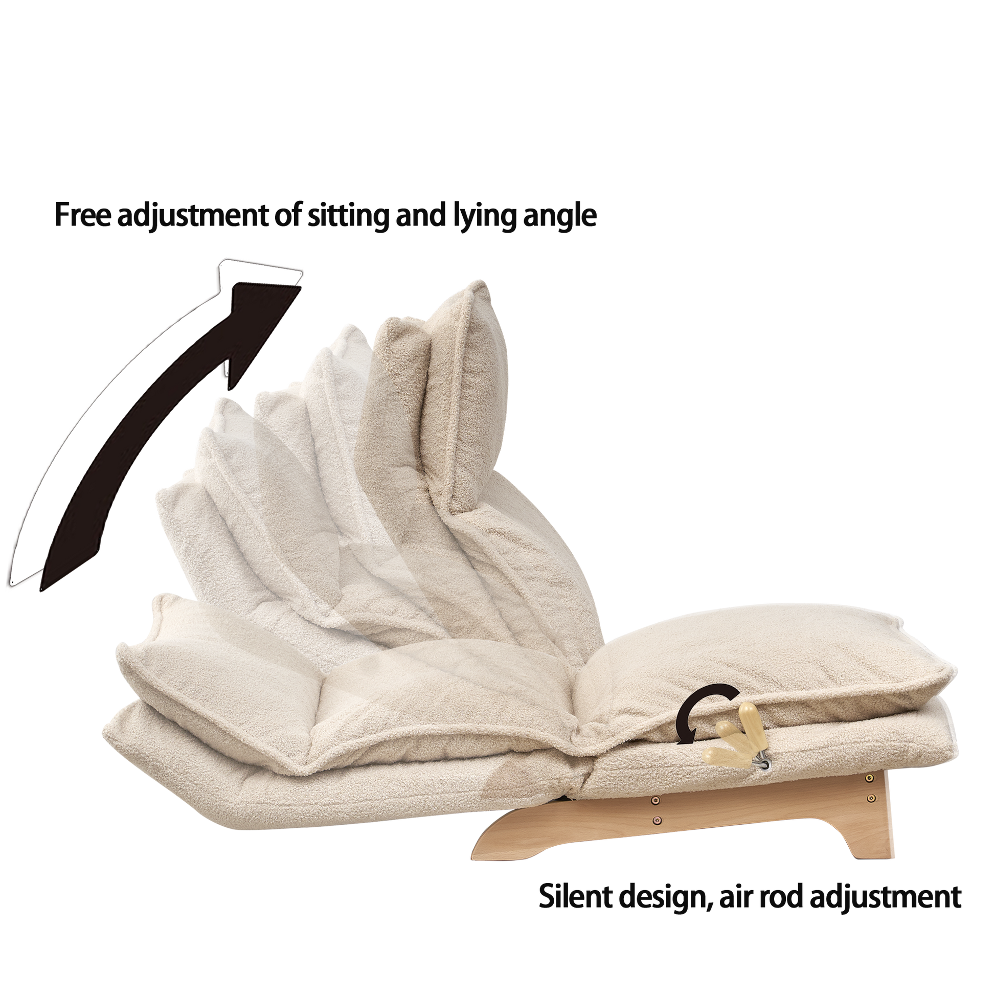 Foldable Metal Frame - Beige Reclining Single Sofa Chair for Bedroom or Balcony - Lazy Leisure Lounge Chair