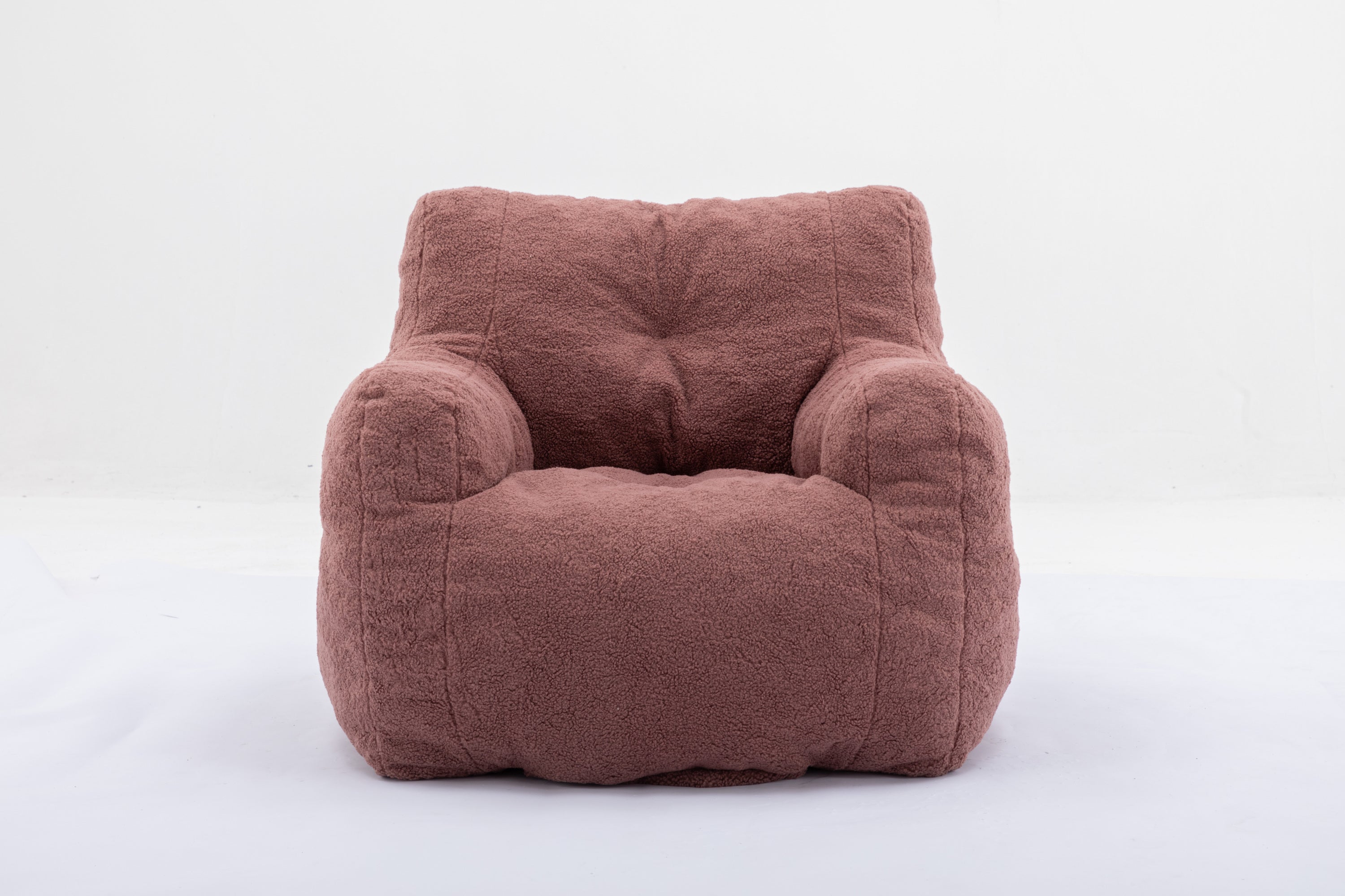 010-Soft Teddy Fabric Tufted Foam Bean Bag Chair With Teddy Fabric Bean Paste Red