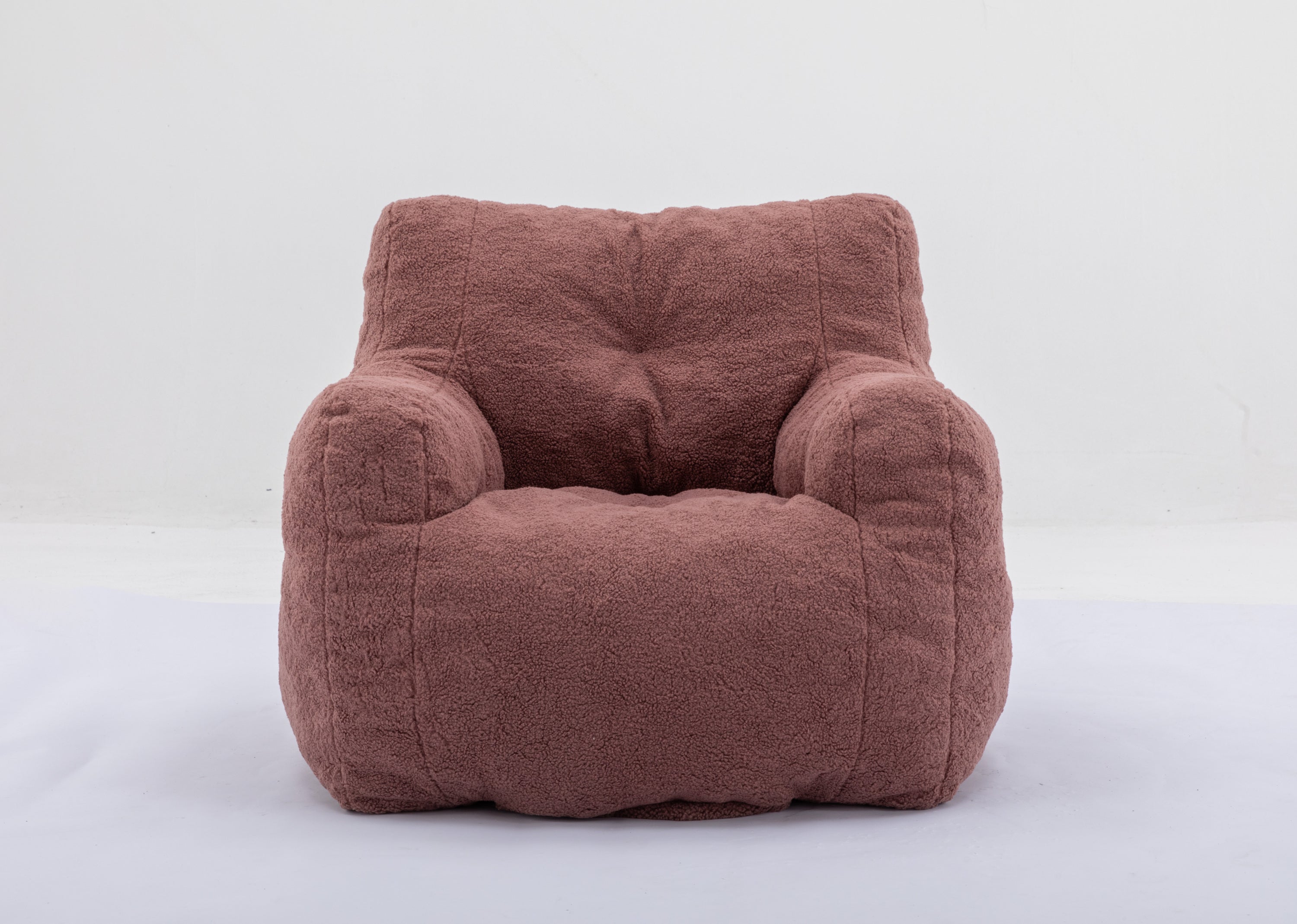 010-Soft Teddy Fabric Tufted Foam Bean Bag Chair With Teddy Fabric Bean Paste Red