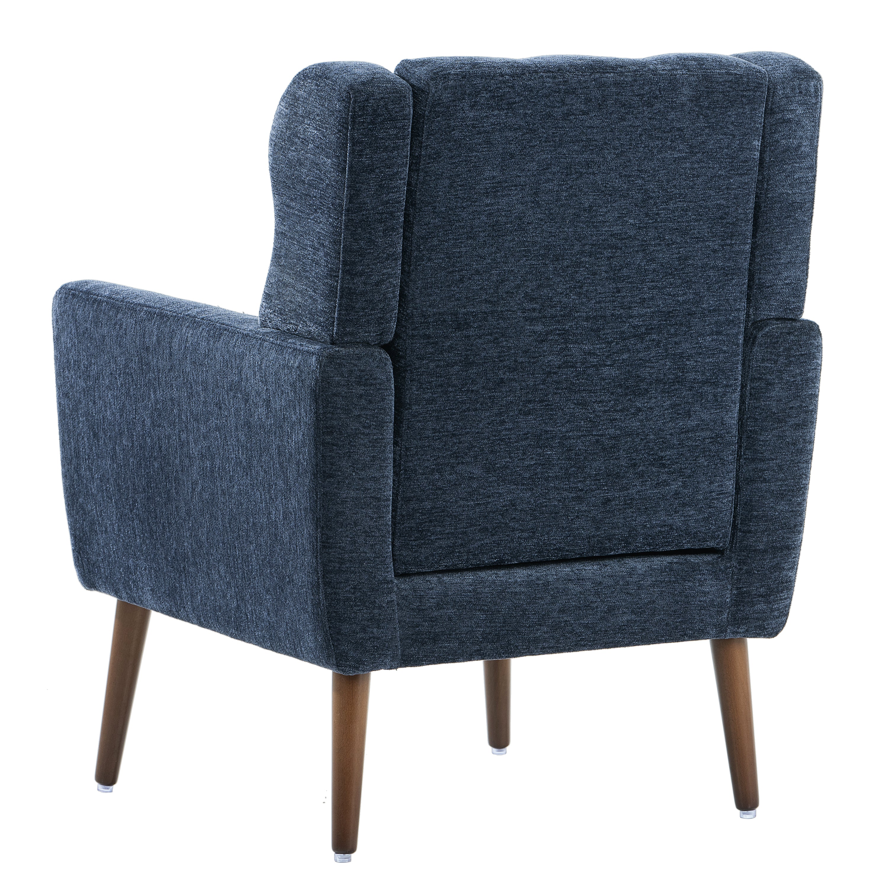 Modern Accent Chair,Chenille Arm Chairs for Living Room,Upholstered Mordern Armchair,Comfy Soft Padded Lounge Chair in Small Space, Bedroom, w/Pillow, Solid Wood Leg (Dark Blue)