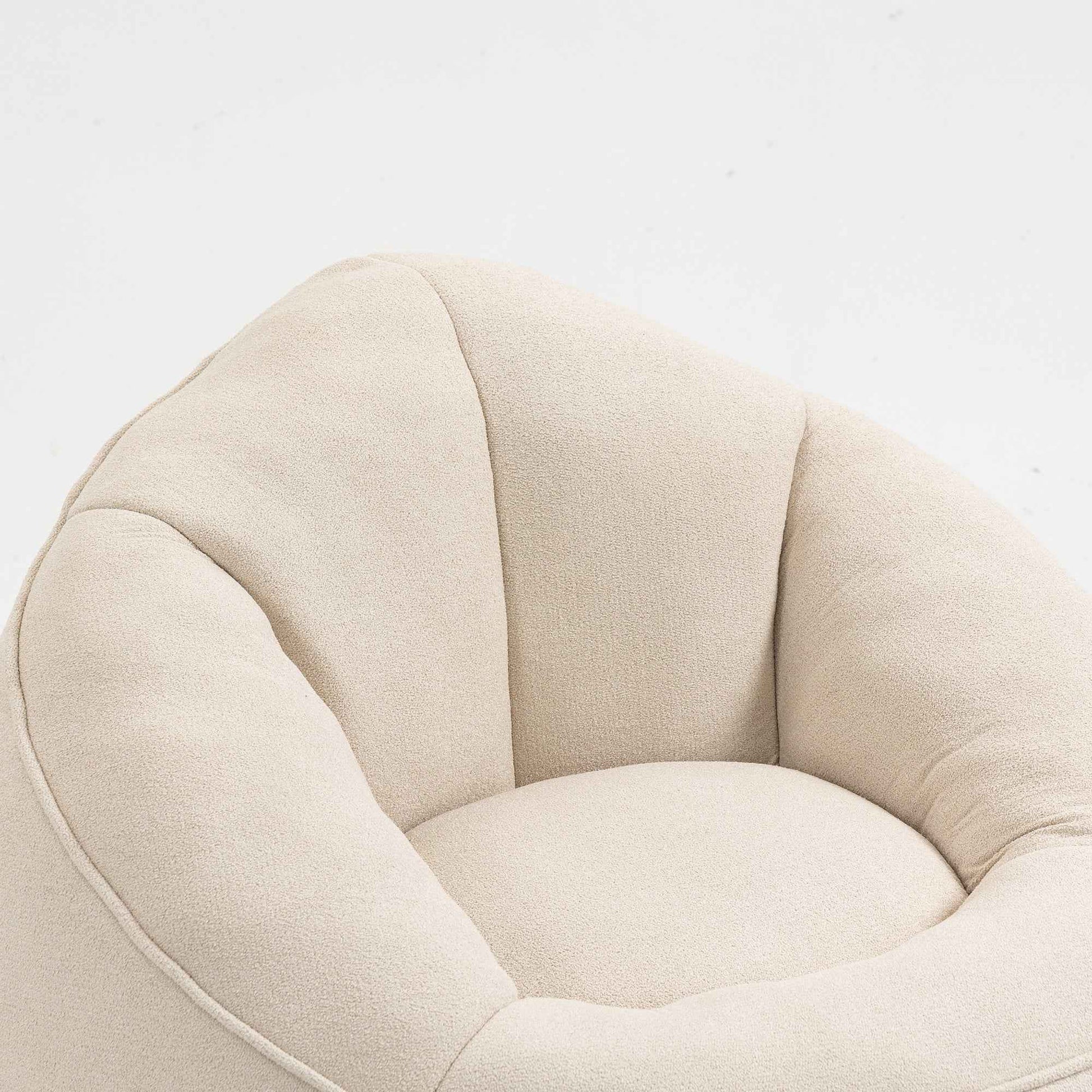 Bedding Bean Bag Sofa Chair with High-Pressure Foam and Footrest, Beige Microfiber