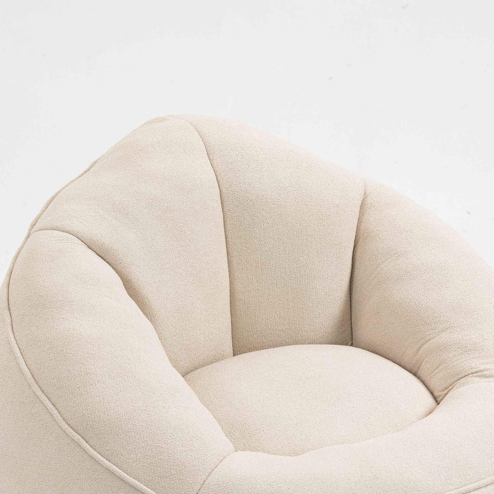 Bedding Bean Bag Sofa Chair with High-Pressure Foam and Footrest, Beige Microfiber