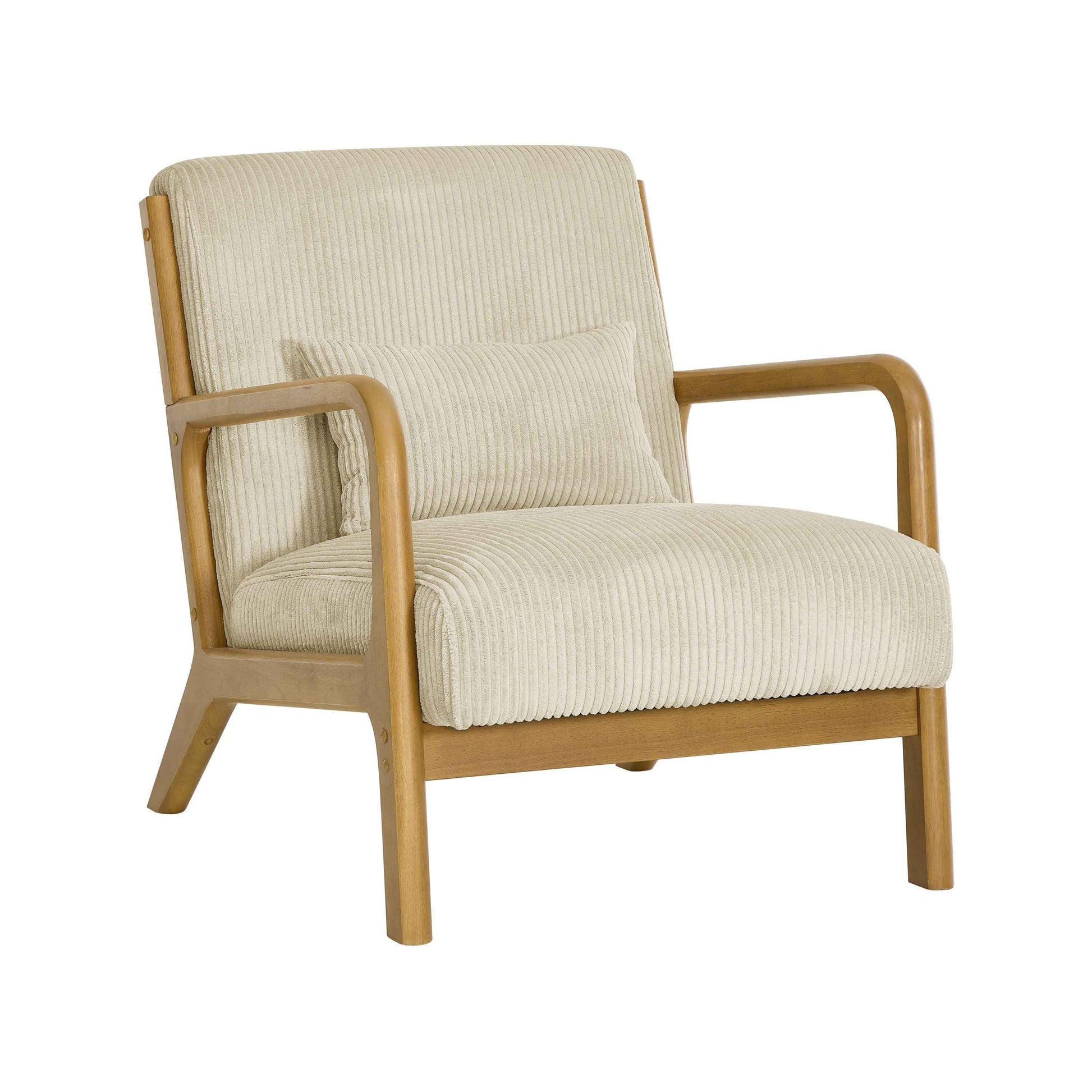 Corduroy Upholstered Wooden Armchair