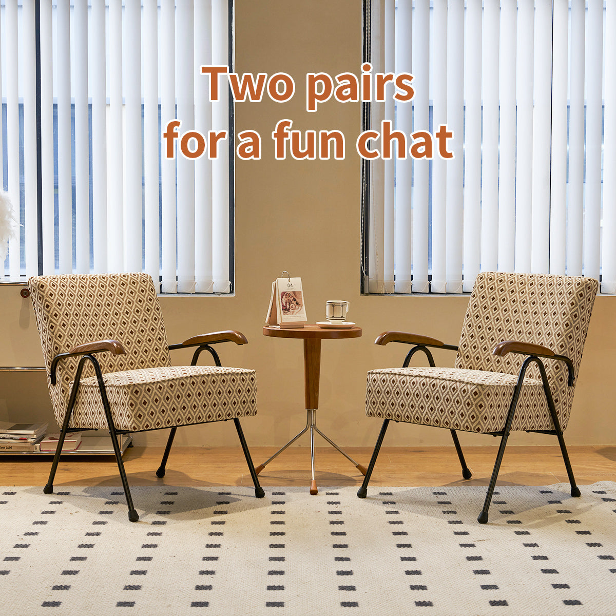 Pattern Colorful Fabric Armchair, Modern Accent Chair High Back, Living Room Chairs with Metal Legs and Soft Padded, Sofa Chairs for Home Office,Bedroom,Dining Room - Abrihome