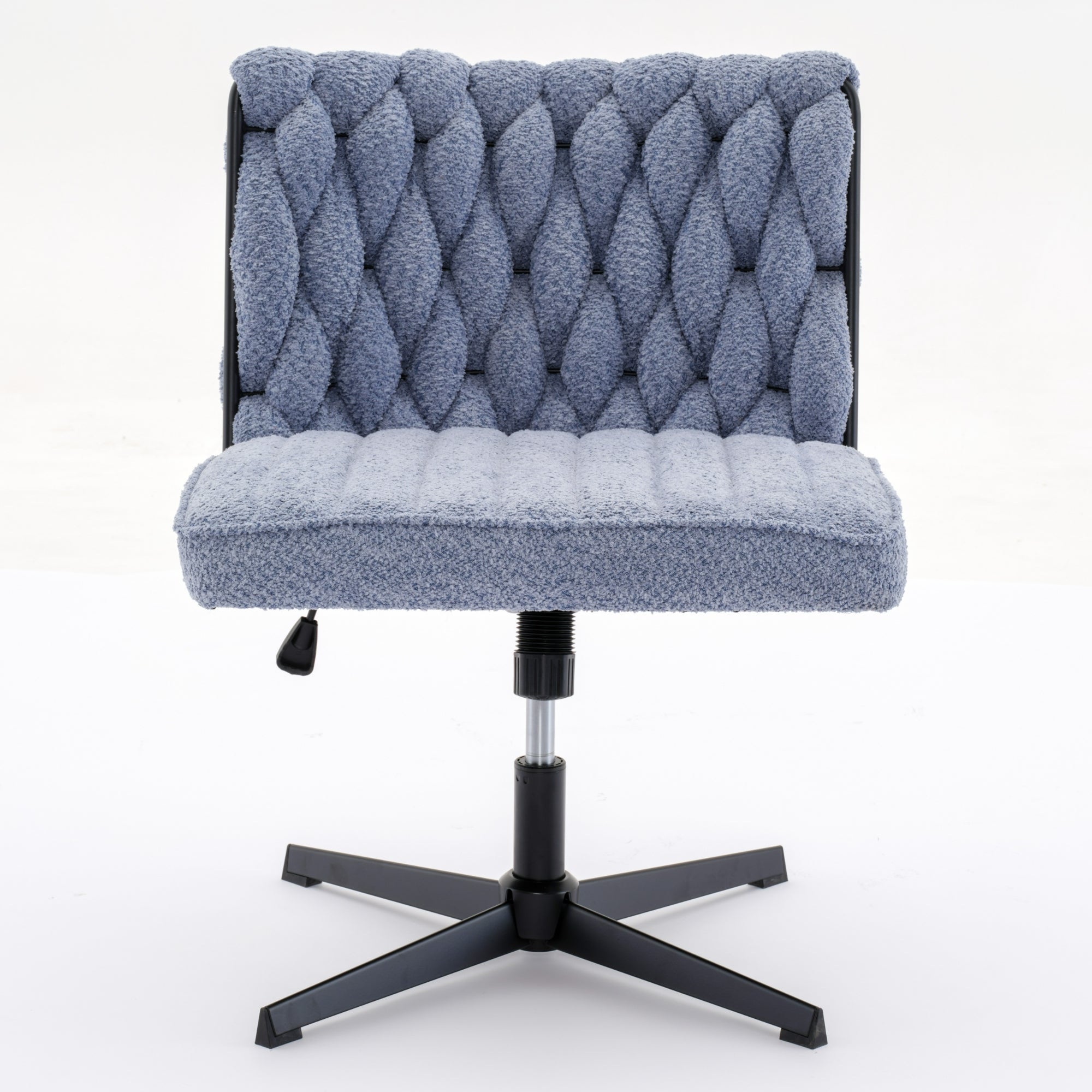 Armless Office Desk Chair No Wheels, BLUE