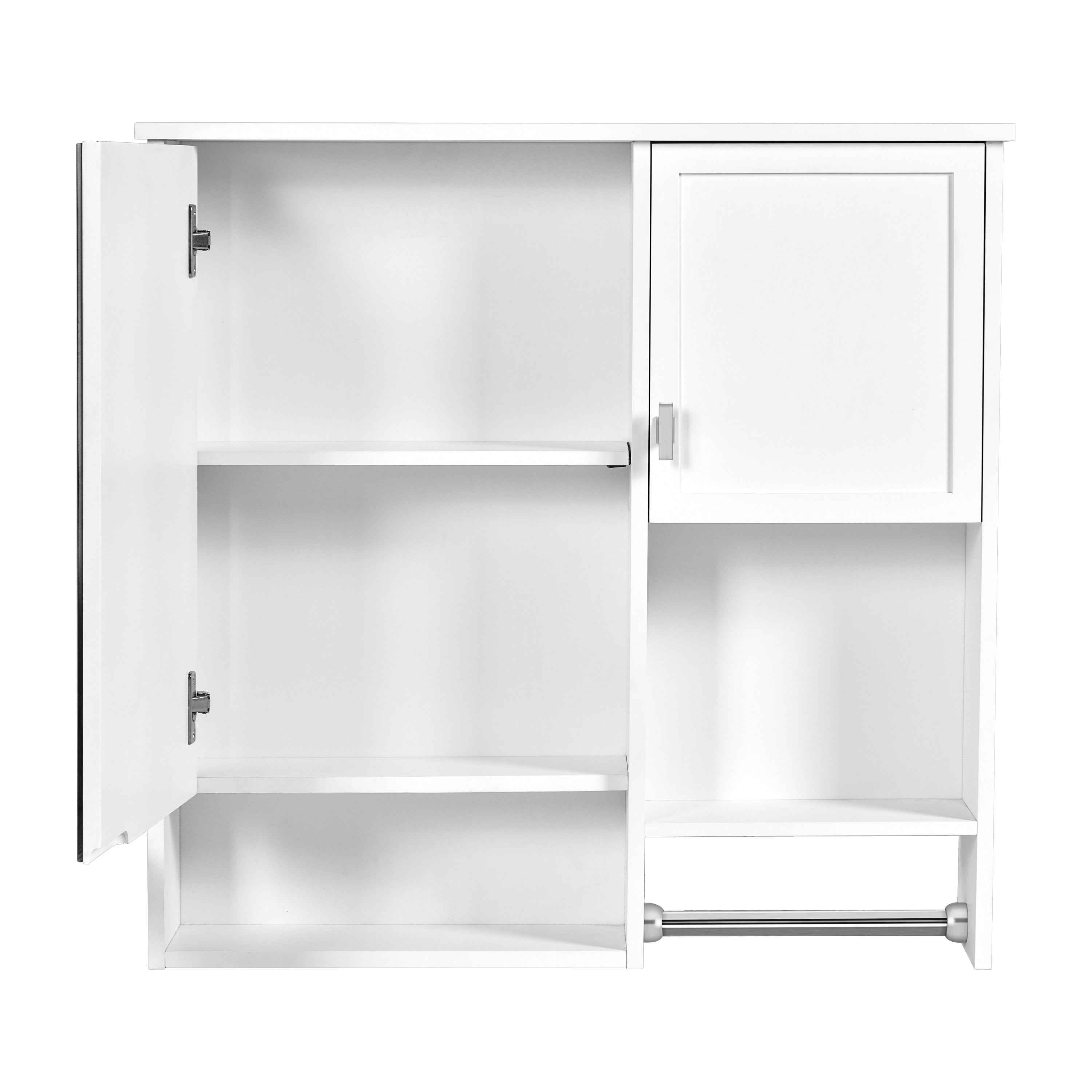 29'' x 28'' Modern Wall Mounted Bathroom Medicine Cabinet, Bathroom Wall Storage Cabinet with Mirror, Over the Toilet Space Saver Cabinet with Towels Bar
