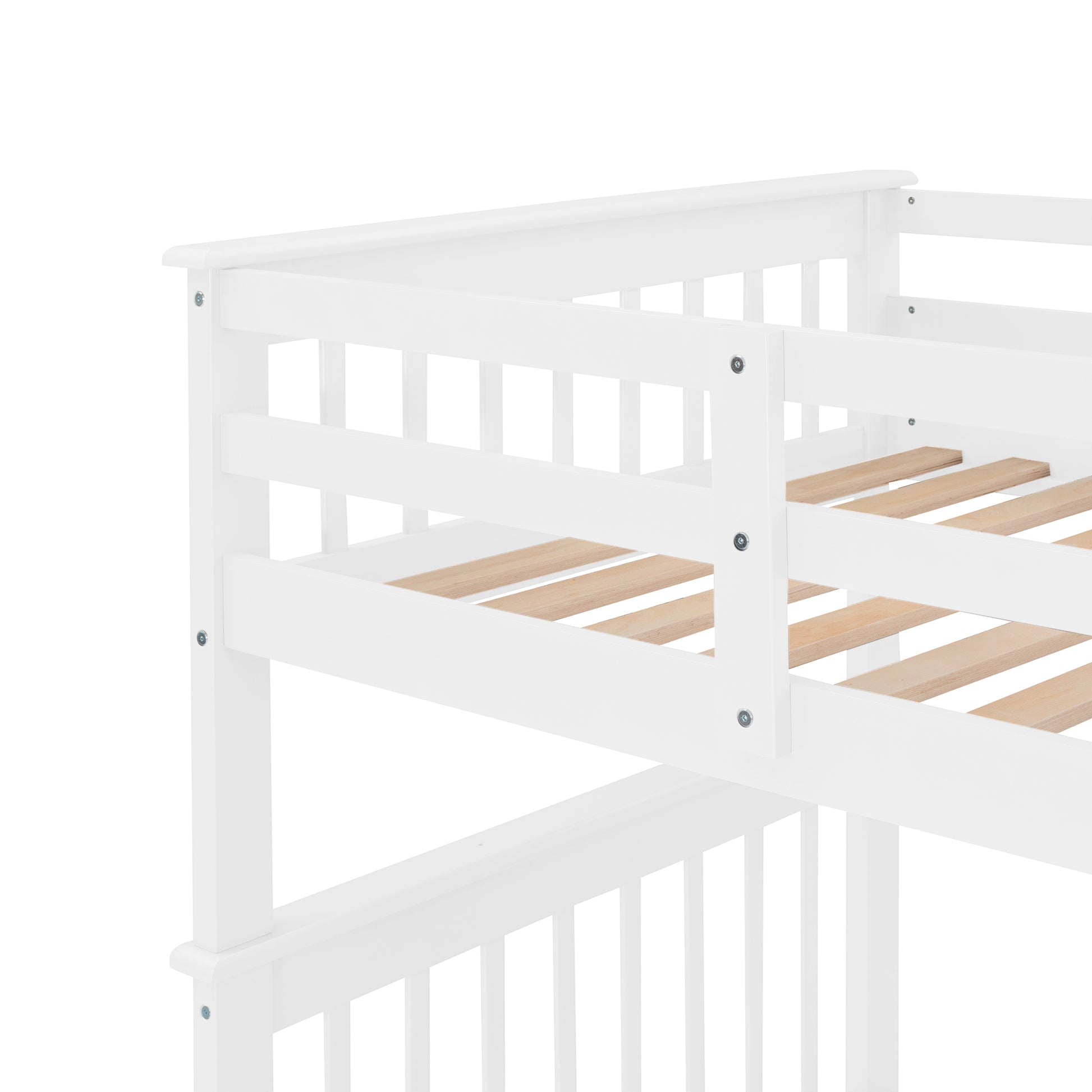 Stairway Twin-Over-Twin Bunk Bed with Storage and Guard Rail for Bedroom, Dorm, White color(OLD SKU :LP000109AAK) - Abrihome