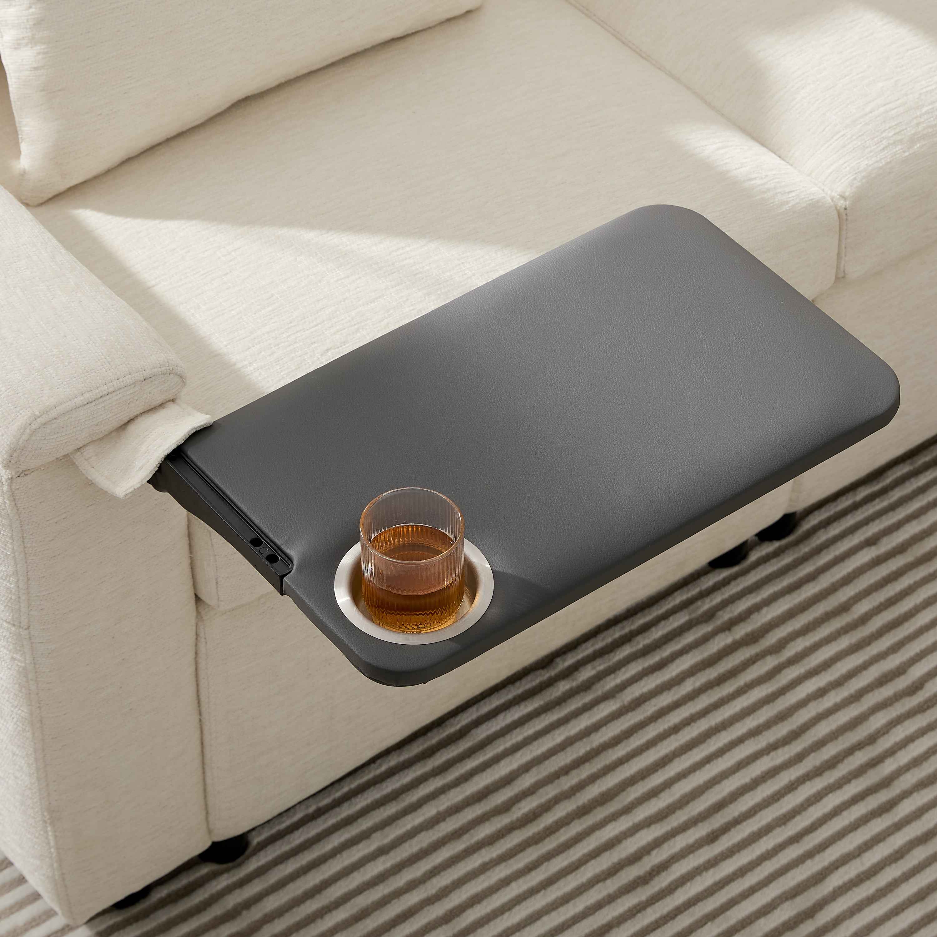 117*90'' Modular Sectional Pull-out Sofa Bed with Flip-up Table Panel, Reading Lamp, Charging Ports, Storage Ottoman, Tufted Design, 6 Pillows, Oversize & Free Combination, Chenille, 2 colors