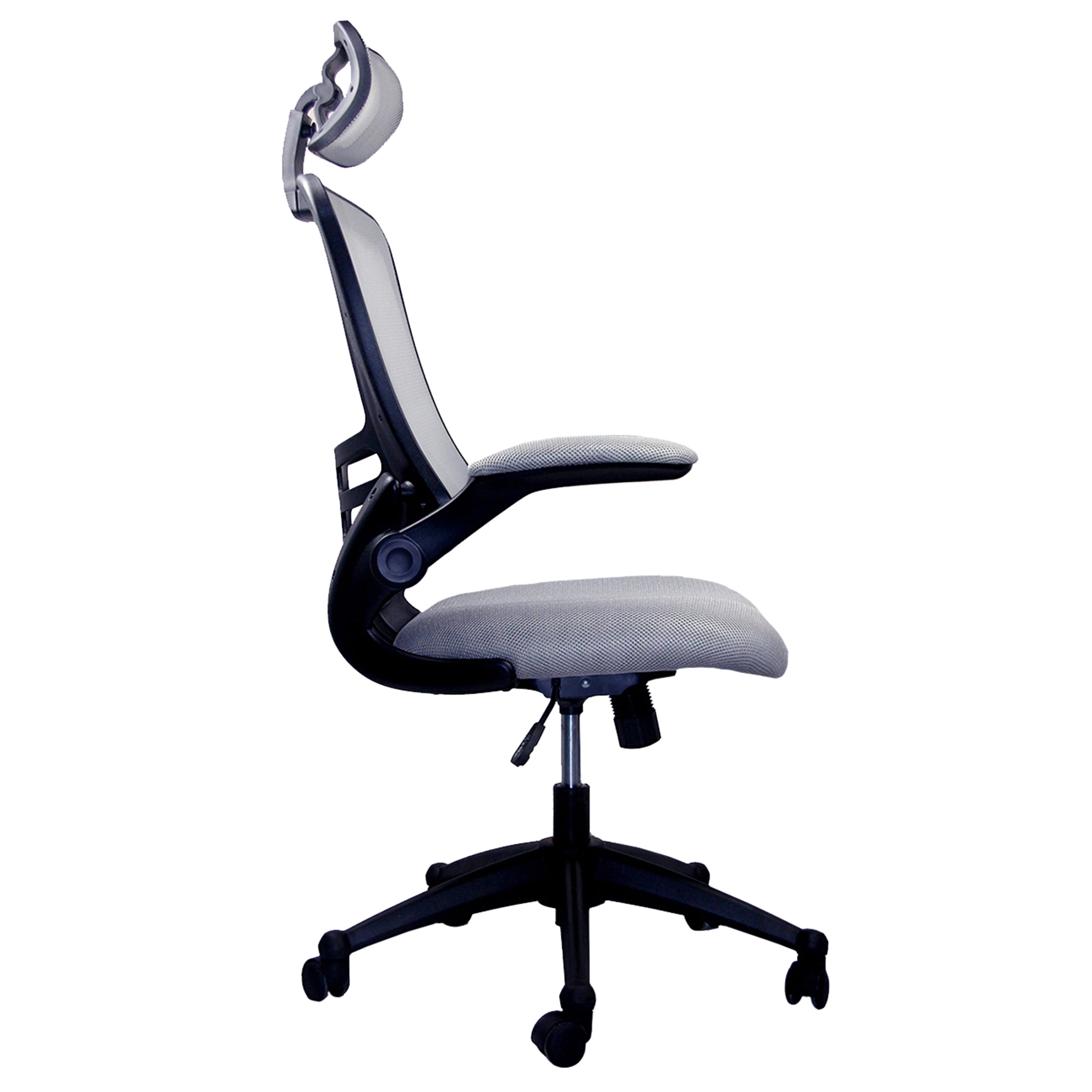 Techni Mobili Modern High-Back Mesh Executive Office Chair with Headrest and Flip-Up Arms, Silver Grey - Abrihome