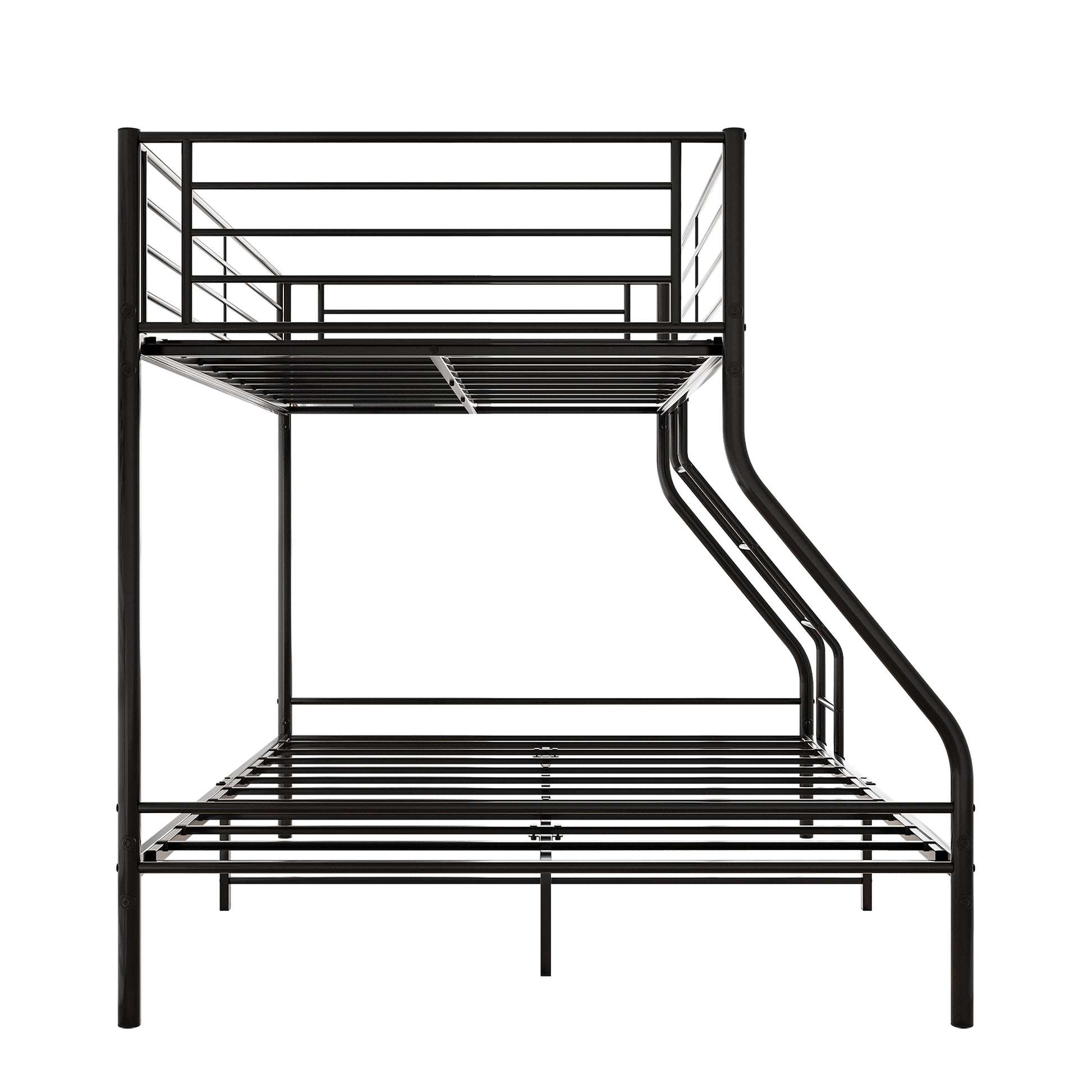 Heavy Duty Twin-Over-Full Metal Bunk Bed, Easy Assembly with Enhanced Upper-Level Guardrail, Black - Abrihome