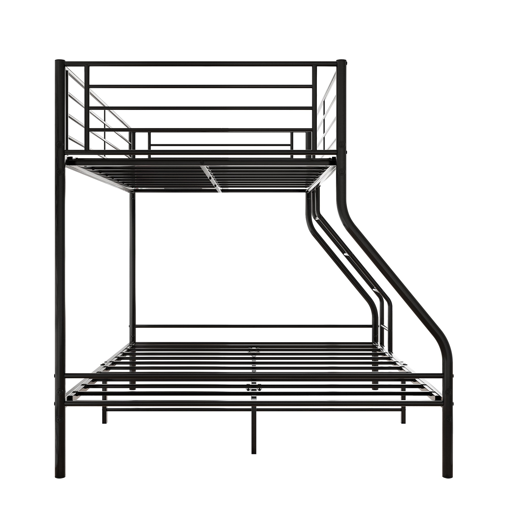 Heavy Duty Twin-Over-Full Metal Bunk Bed, Easy Assembly with Enhanced Upper-Level Guardrail, Black - Abrihome