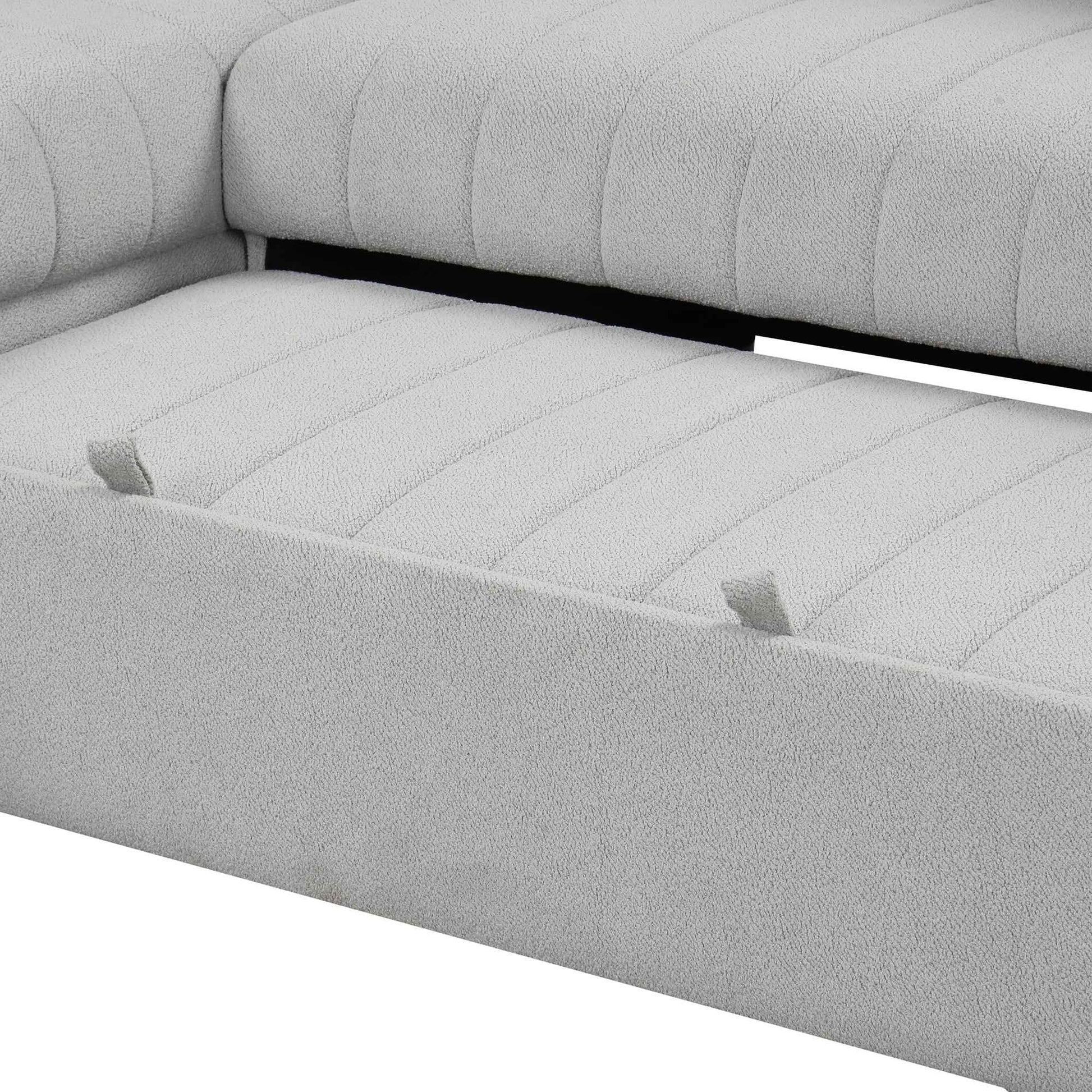 Modern L-shaped Sectional Pull Out Sofa Bed with USB Ports & Storage Ottoman, Gray Jacquard Fabric, 82.6'