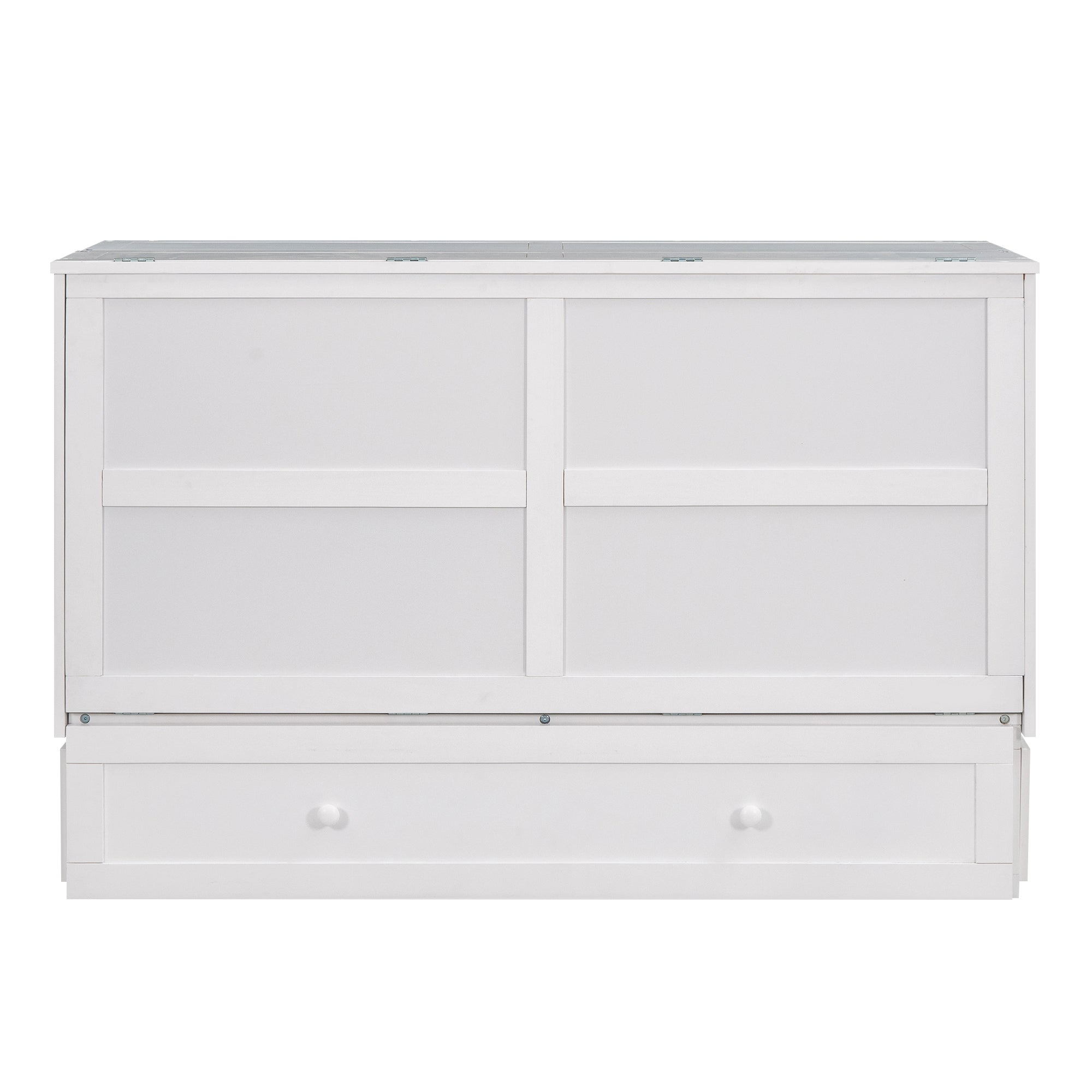 Queen Size Mobile Murphy Bed with Drawer and Little Shelves on Each Side,White