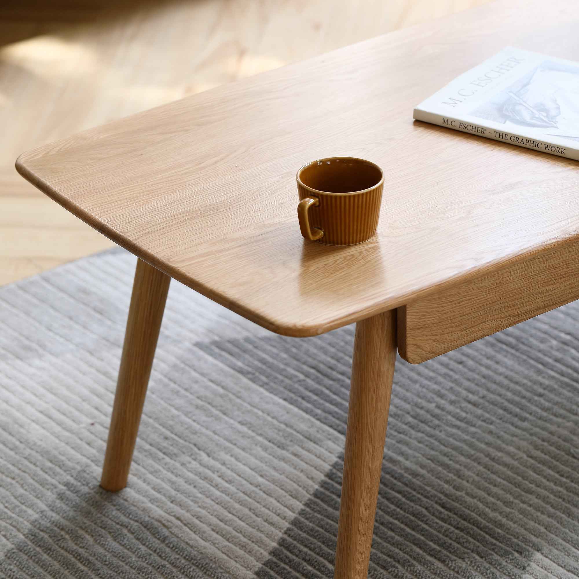 Center table Low Table 100% solid wood Top plate Desk Coffee table Width 120 x Depth 56 x Height 45 cm Study desk Work from home Easy to assemble Natural wood with storage shelf Natural writing desk