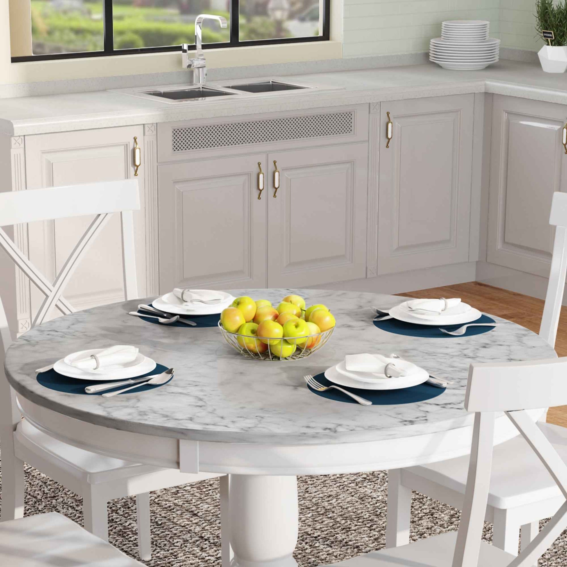 Orisfur. 5 Pieces Dining Table and Chairs Set for 4 Persons, Kitchen Room Solid Wood Table with 4 Chairs
