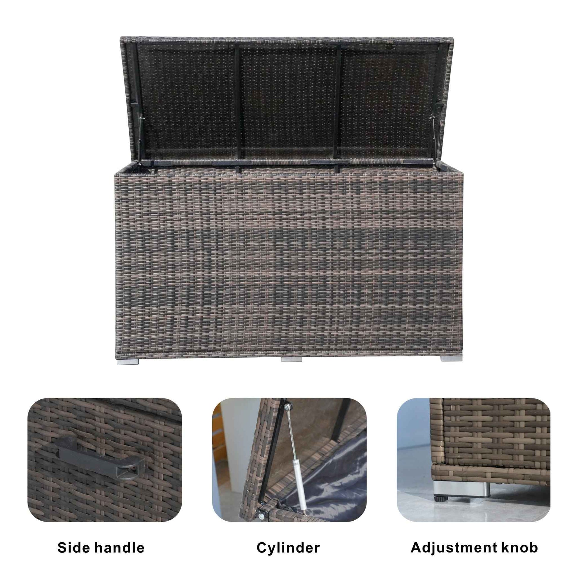 260 Gallon Capacity Outdoor Wicker Storage Box PE Wicker with Iron Frame (PA-3256B-I)