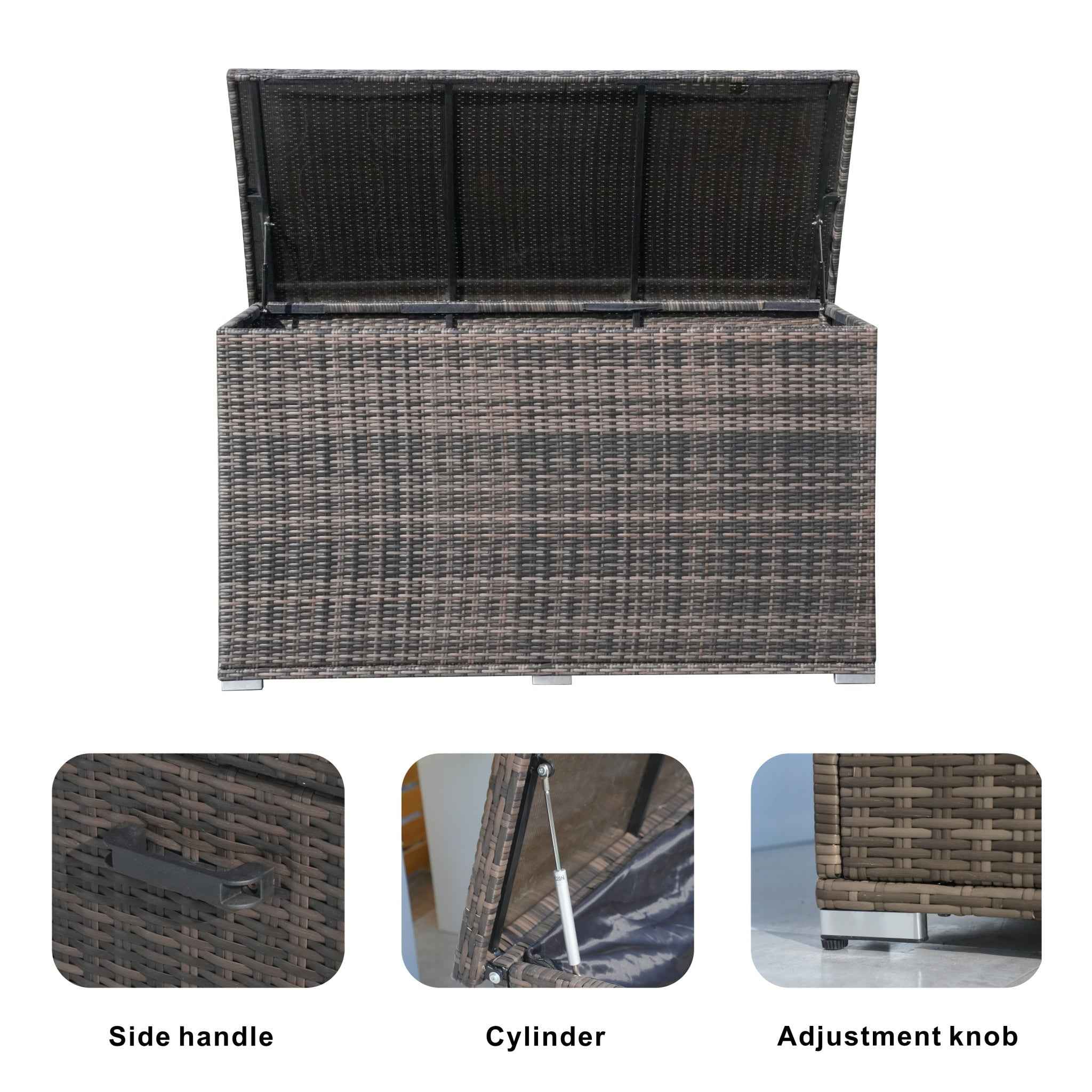 260 Gallon Capacity Outdoor Wicker Storage Box PE Wicker with Iron Frame (PA-3256B-I)
