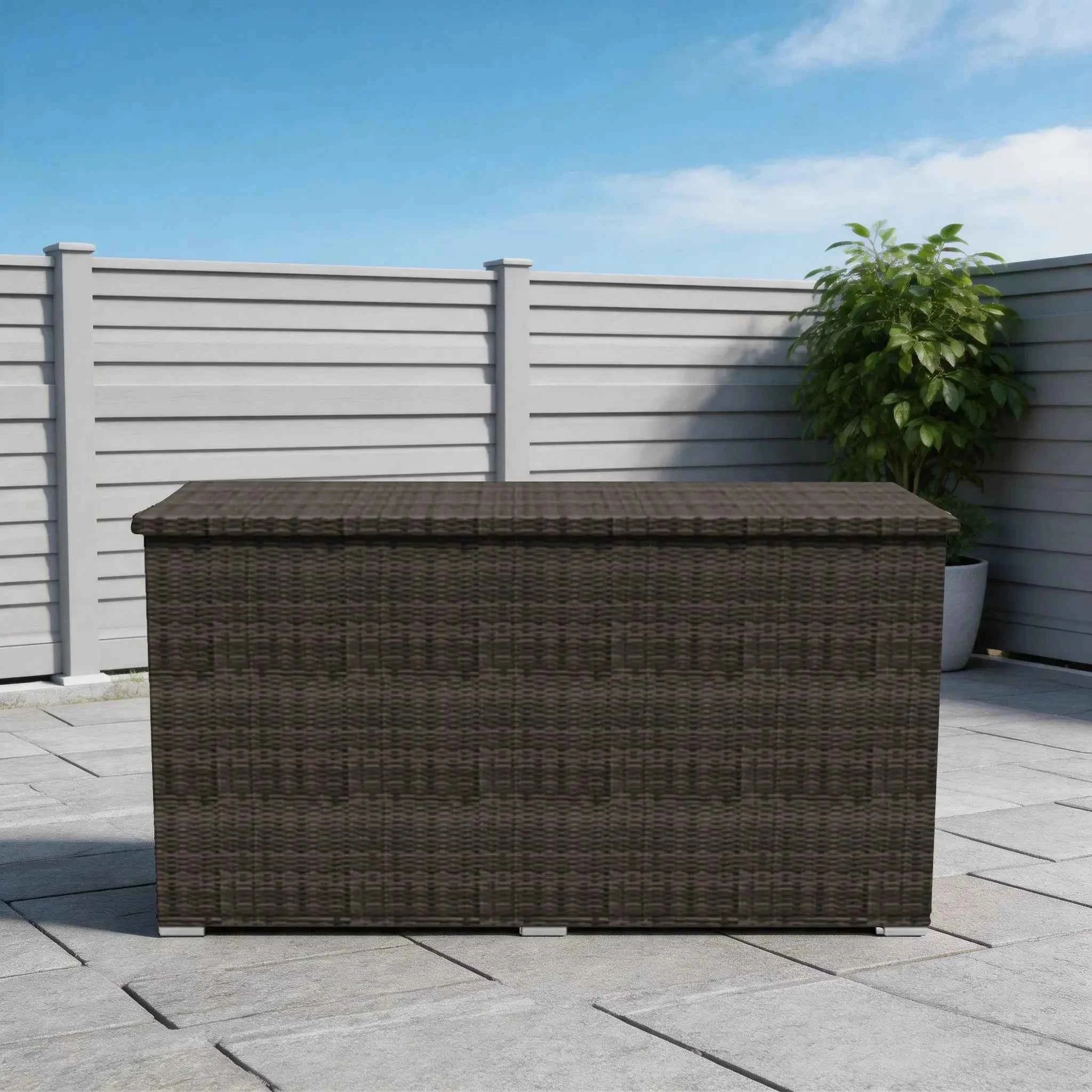 260 Gallon Capacity Outdoor Wicker Storage Box PE Wicker with Iron Frame (PA-3256B-I)