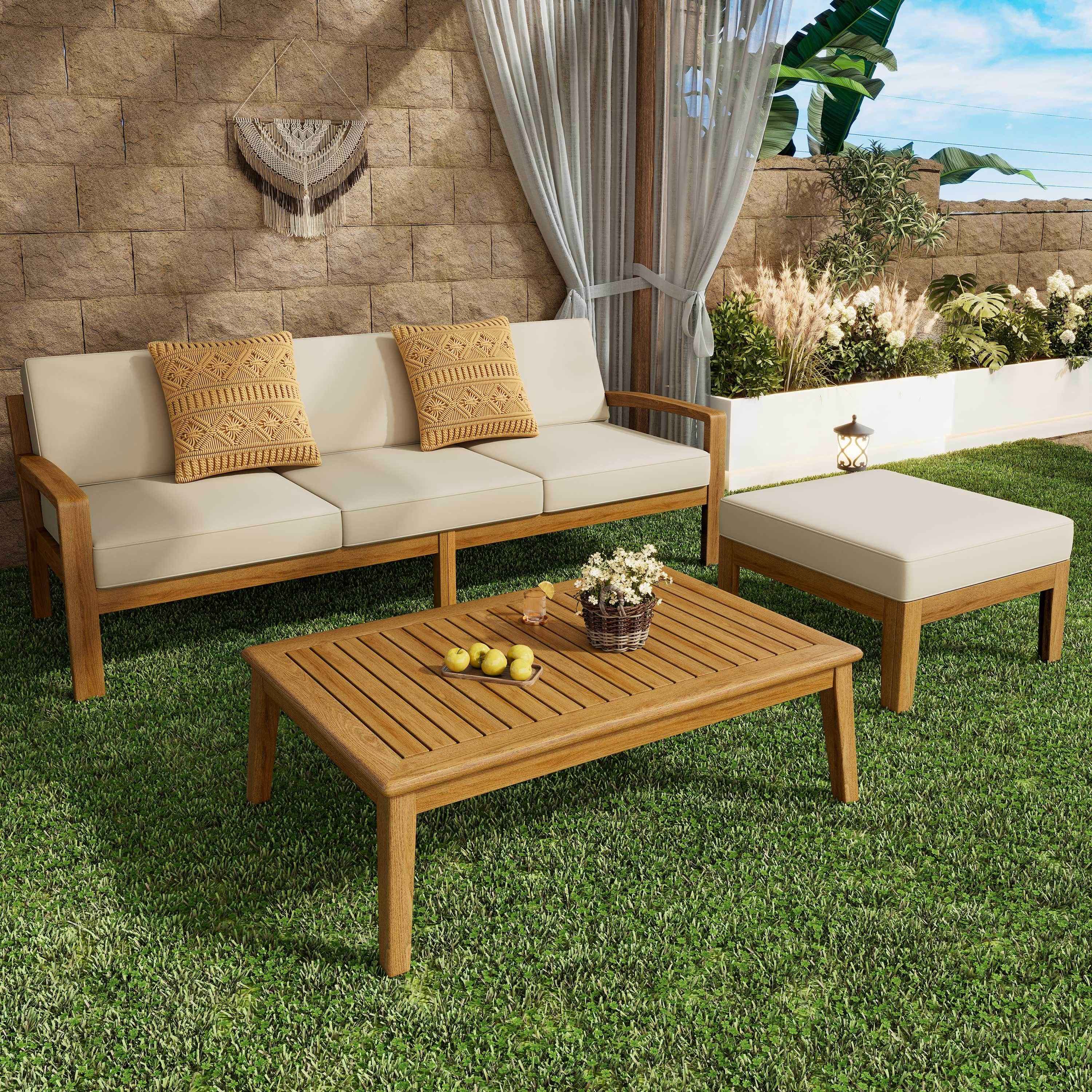 GRENADA L Shape 3pcs Acacia Sectional Patio Sofa Set